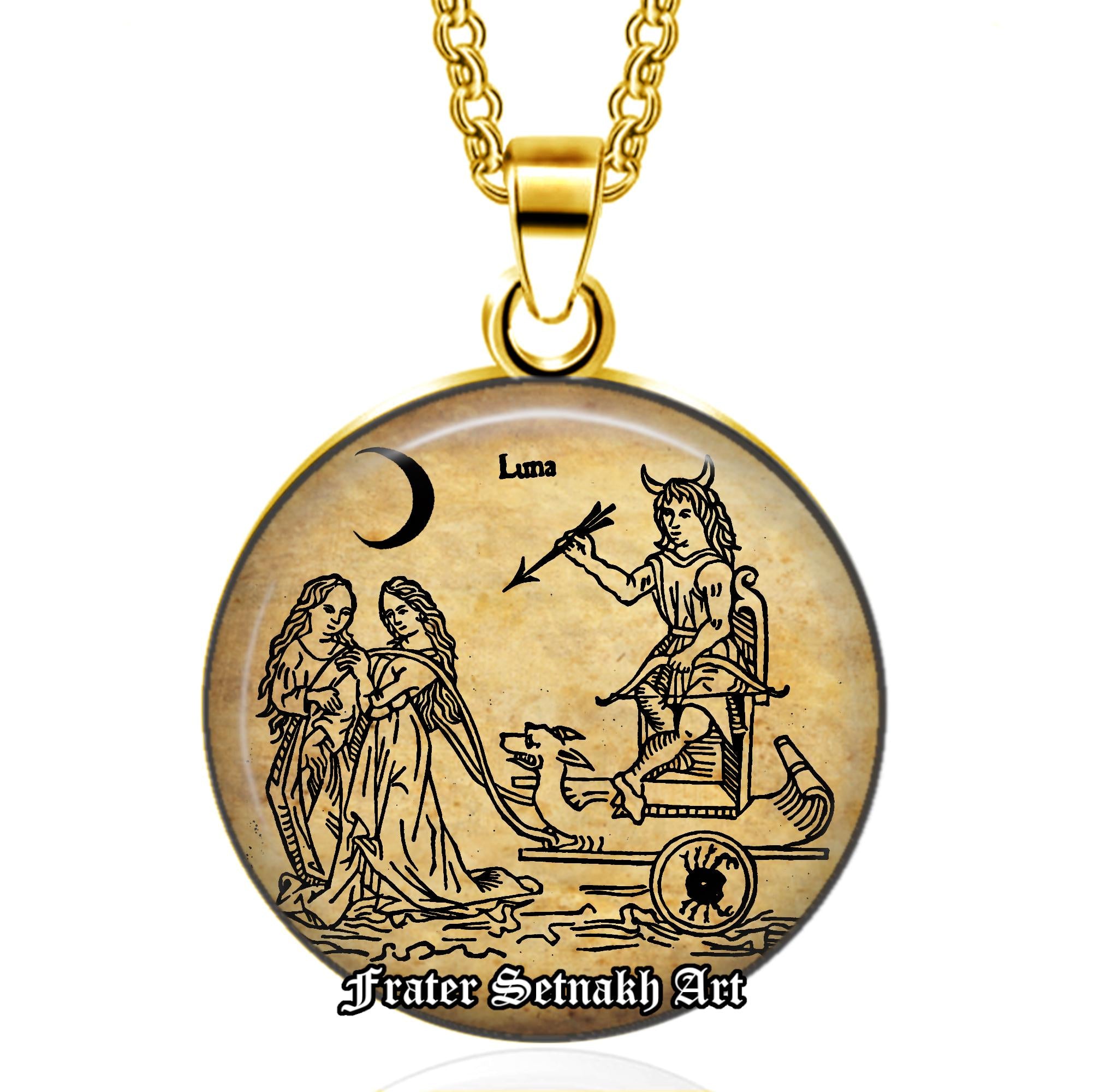 Moon Goddess Luna Talisman – Lunar Amulet for Intuition, Dreams, Feminine Energy – Zodiac: Cancer – Wiccan Celestial Magic Necklace #558.6