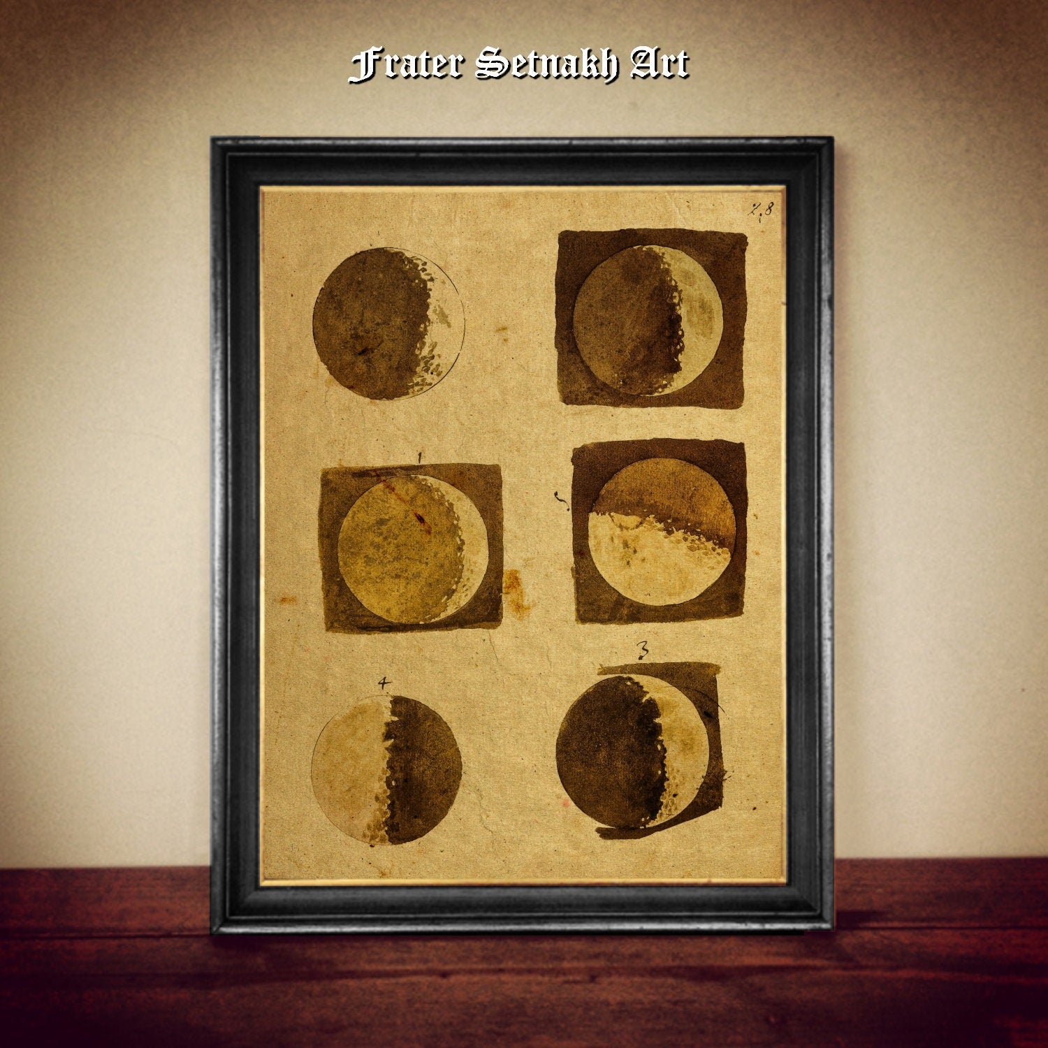 Galileo's Manuscript page, drawings with the phases of the Moon, Print for Astronomy lovers, Astronomical art print, poster #PR11