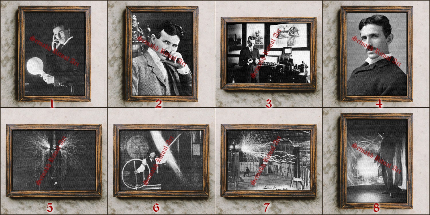 Nikola Tesla portrait, Nikola Tesla print, inventor of rotating magnetic field and engineer poster, electric power transmission #472