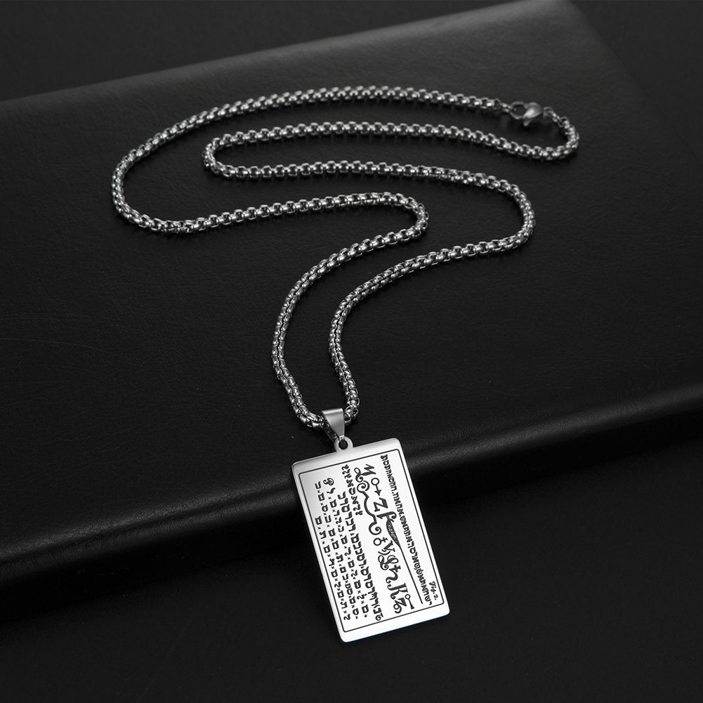Seven Seals of Moses Necklace - Occult Talisman for Wealth, Health & Knowledge - Stainless Steel Amulet - Esoteric Protection Jewelry #395