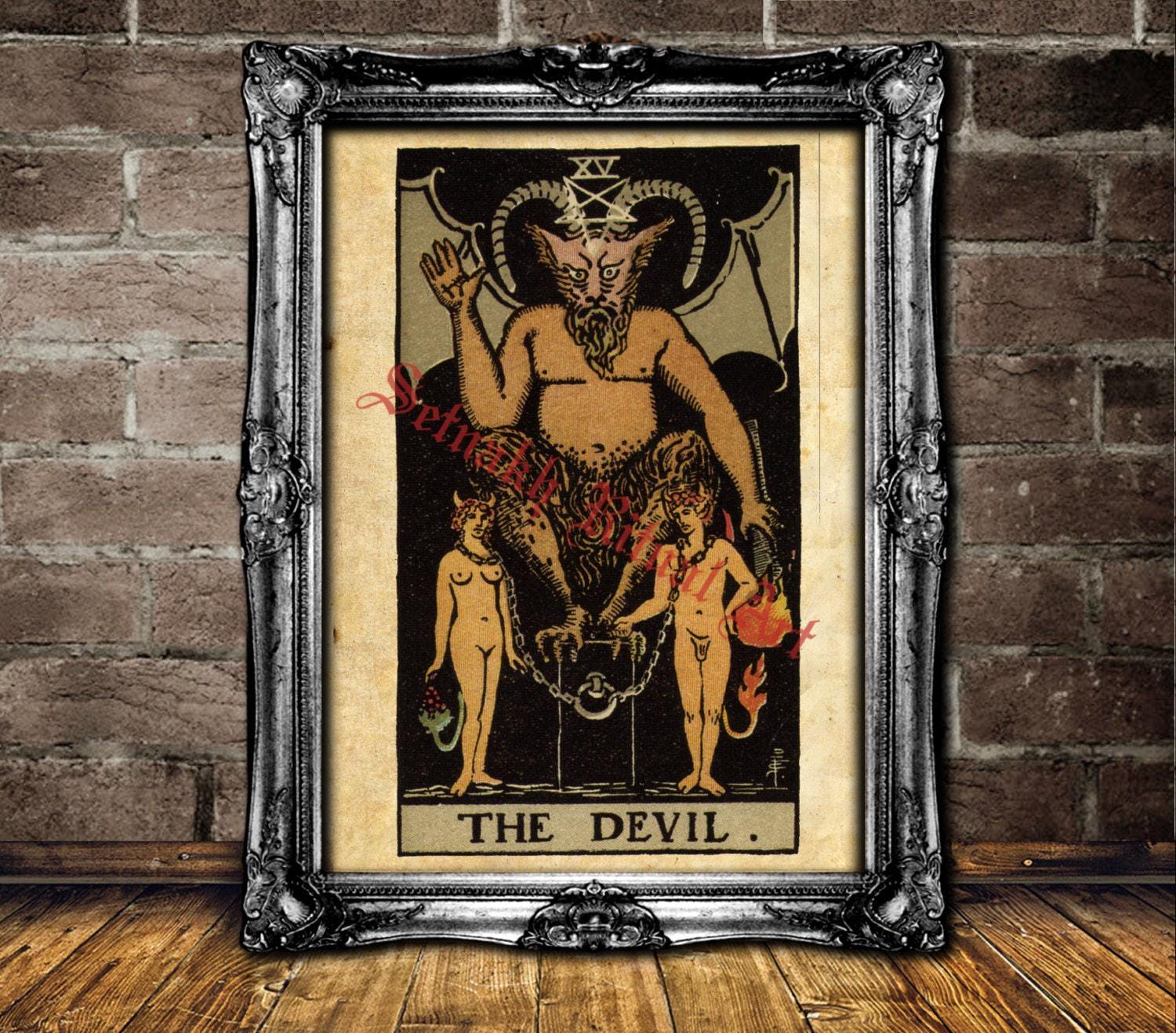The Devil Tarot card print, Shadow self, attachment, addiction, restriction, sexuality, occult poster, mystic art, esoteric decor #396.15