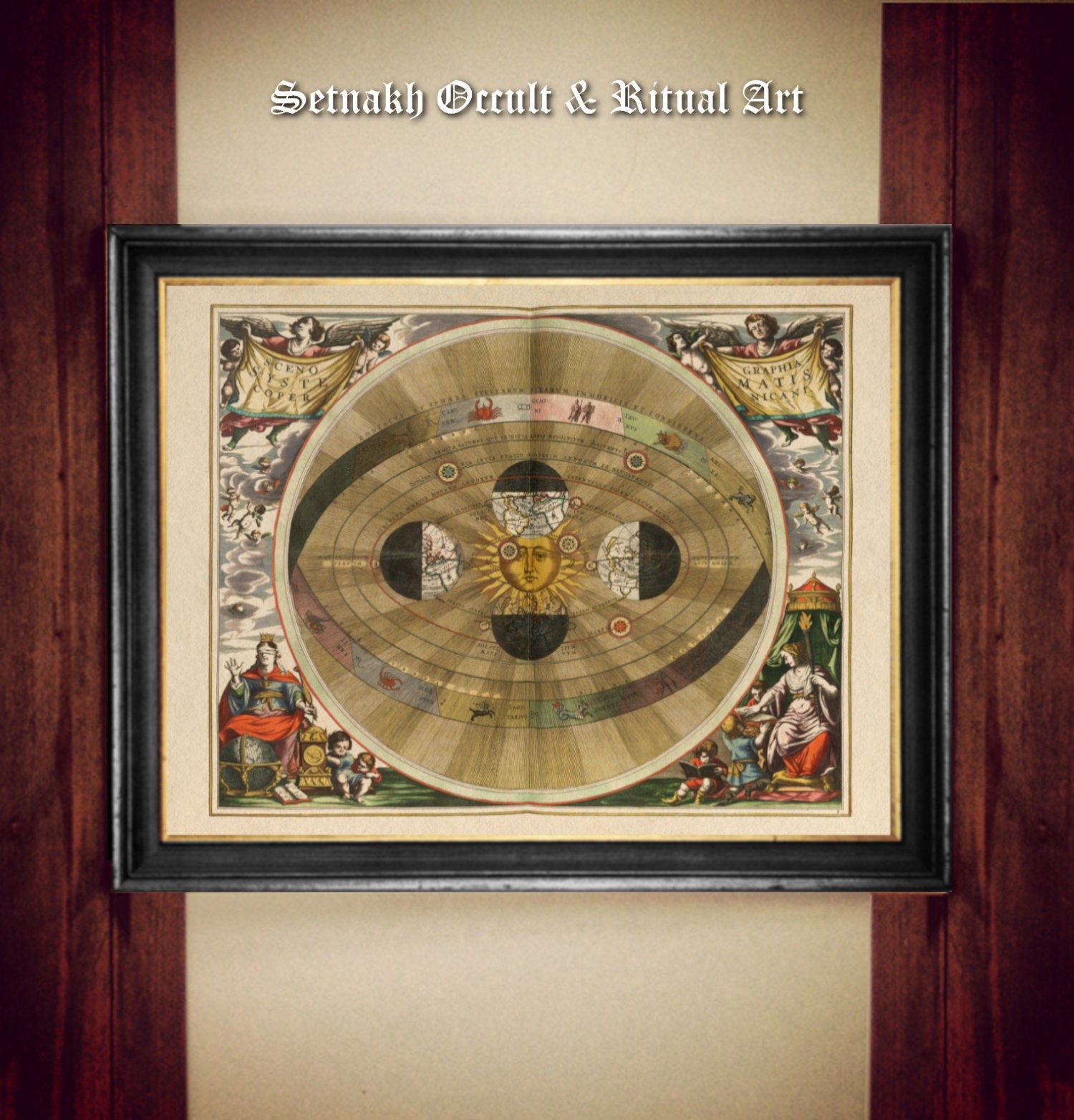 Antique illustration (Plate 5) from 1660 celestial atlas “Harmonia Macrocosmica...” by Andreas Cellarius, Astronomy print, #CE5.5