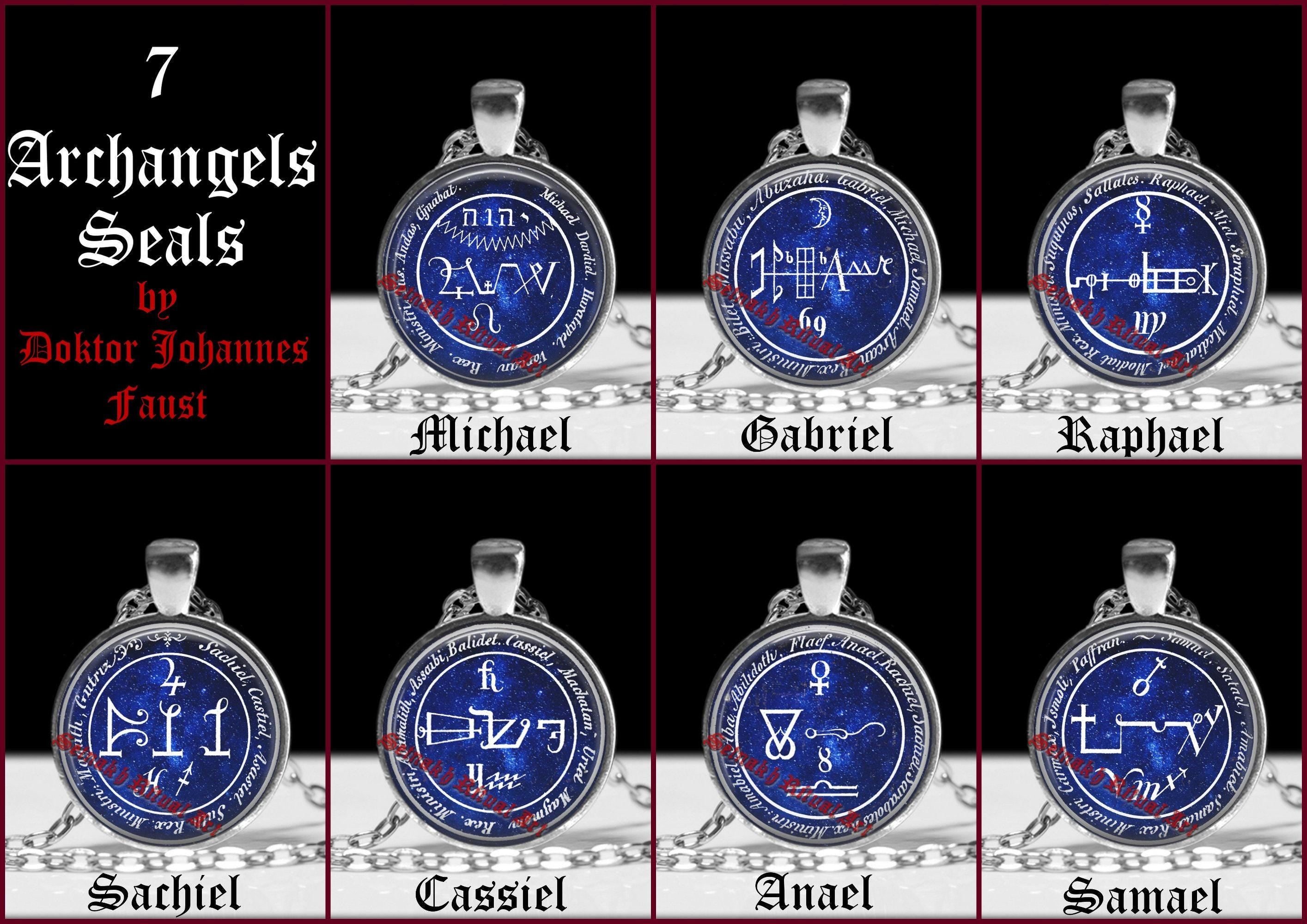 Archangel seal pendant, angel necklace, occult, magic talisman, doctor Faust, Michael, Gabriel, Sachiel, Anael, Raphael, Cassiel, Anael #469