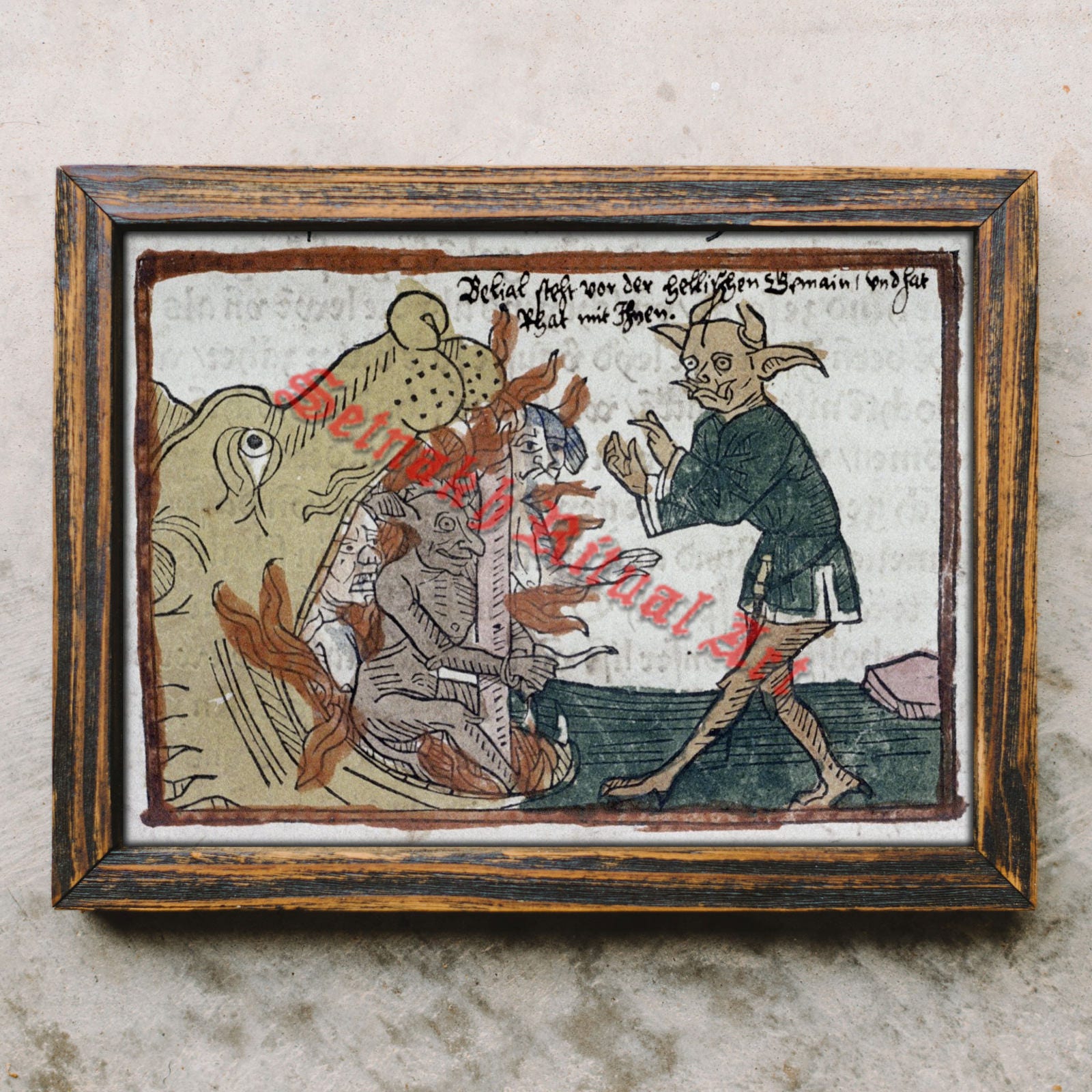 Belial print, Belial demon poster, satanic art, Satan, Lucifer, Hell, occult illustration, Satanic decor #491