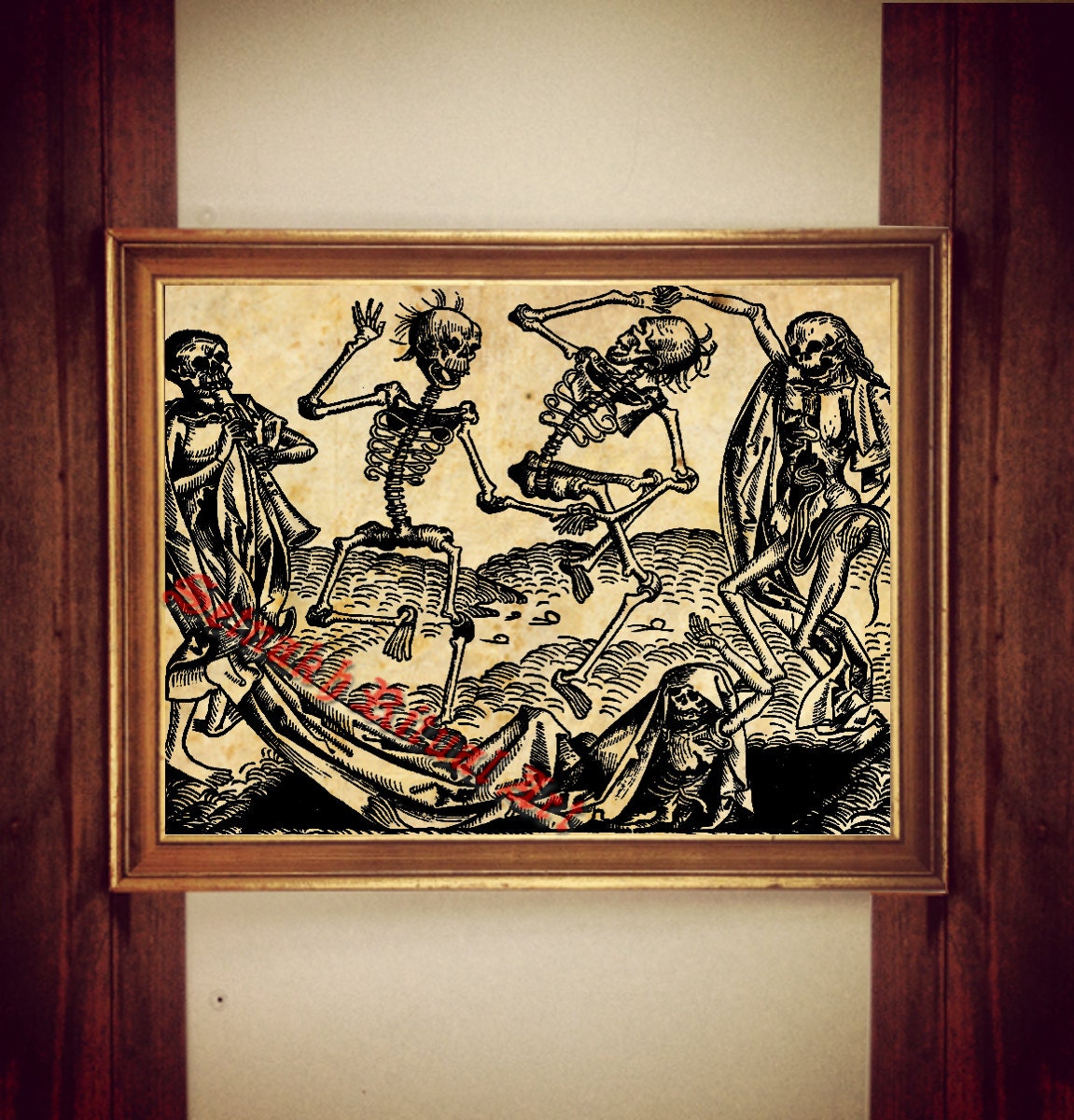 Dance of Death Print, Michael Wolgemut Danse des Morts Print, 1493, Occult Poster, Medieval Illustration, Vintage Skeleton Poster, Memento Mori Art, Macabre Home Decor, Dance Macabre #250