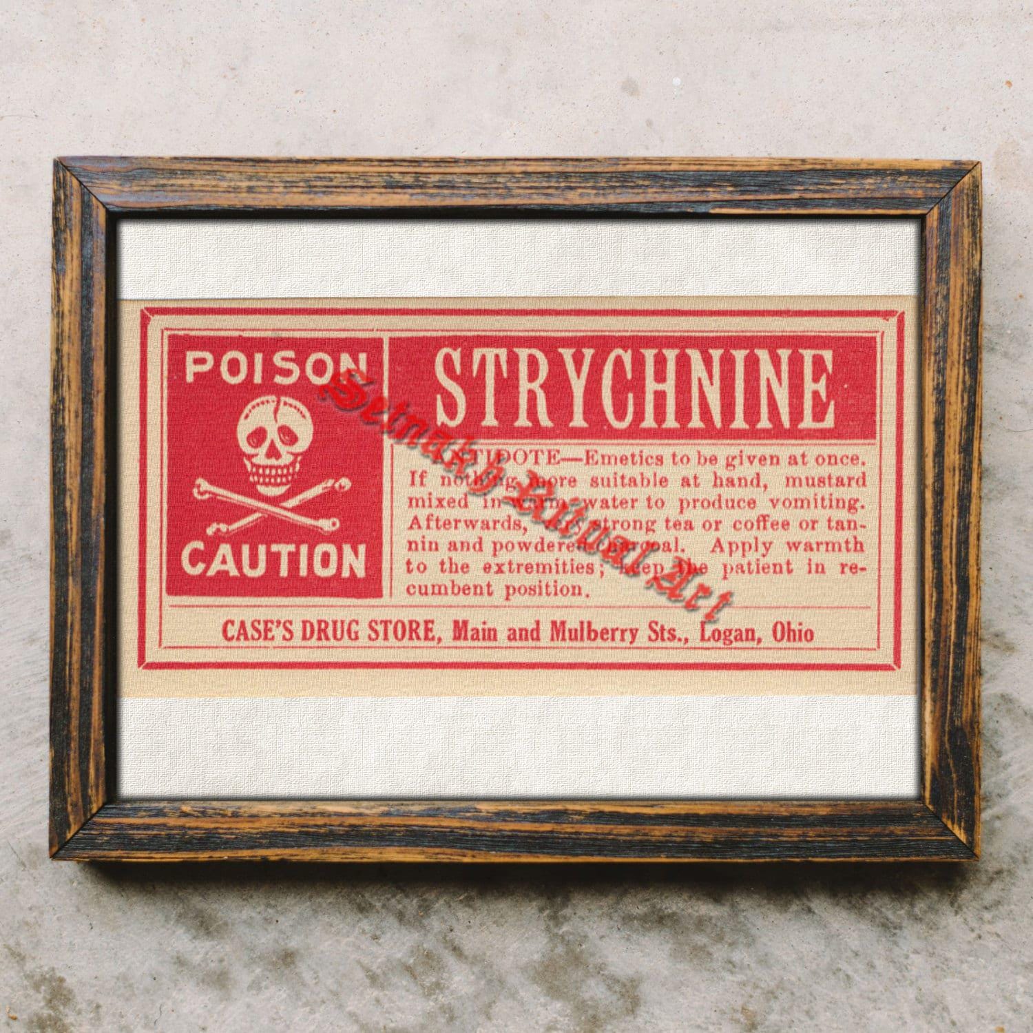 Strychnine label print, vintage poison poster, witchcraft, witch art, witchy home decor, gothic wall art, mysticism, witch #411