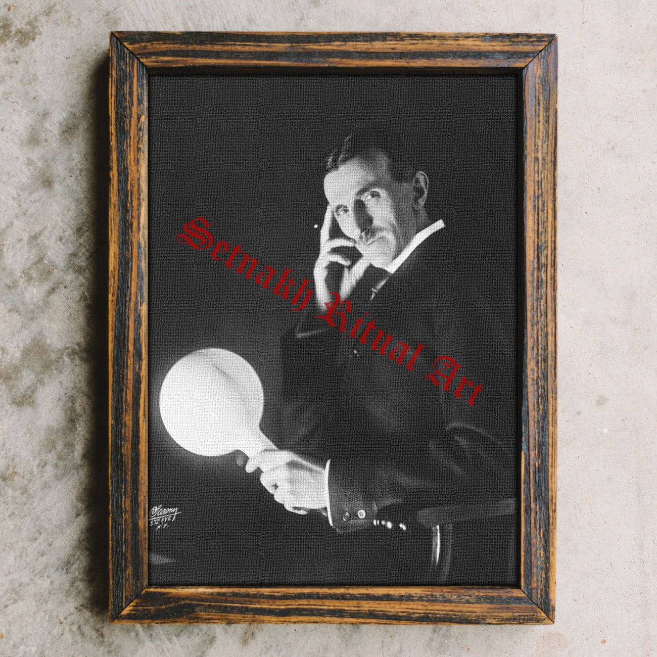 Nikola Tesla portrait, Nikola Tesla print, inventor of rotating magnetic field and engineer poster, electric power transmission #472