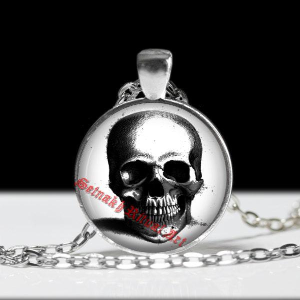 Skull pendant, skeleton jewelry, occult anatony, biology jewellery, human bones, scary halloween accessories, horror necklace, death #29