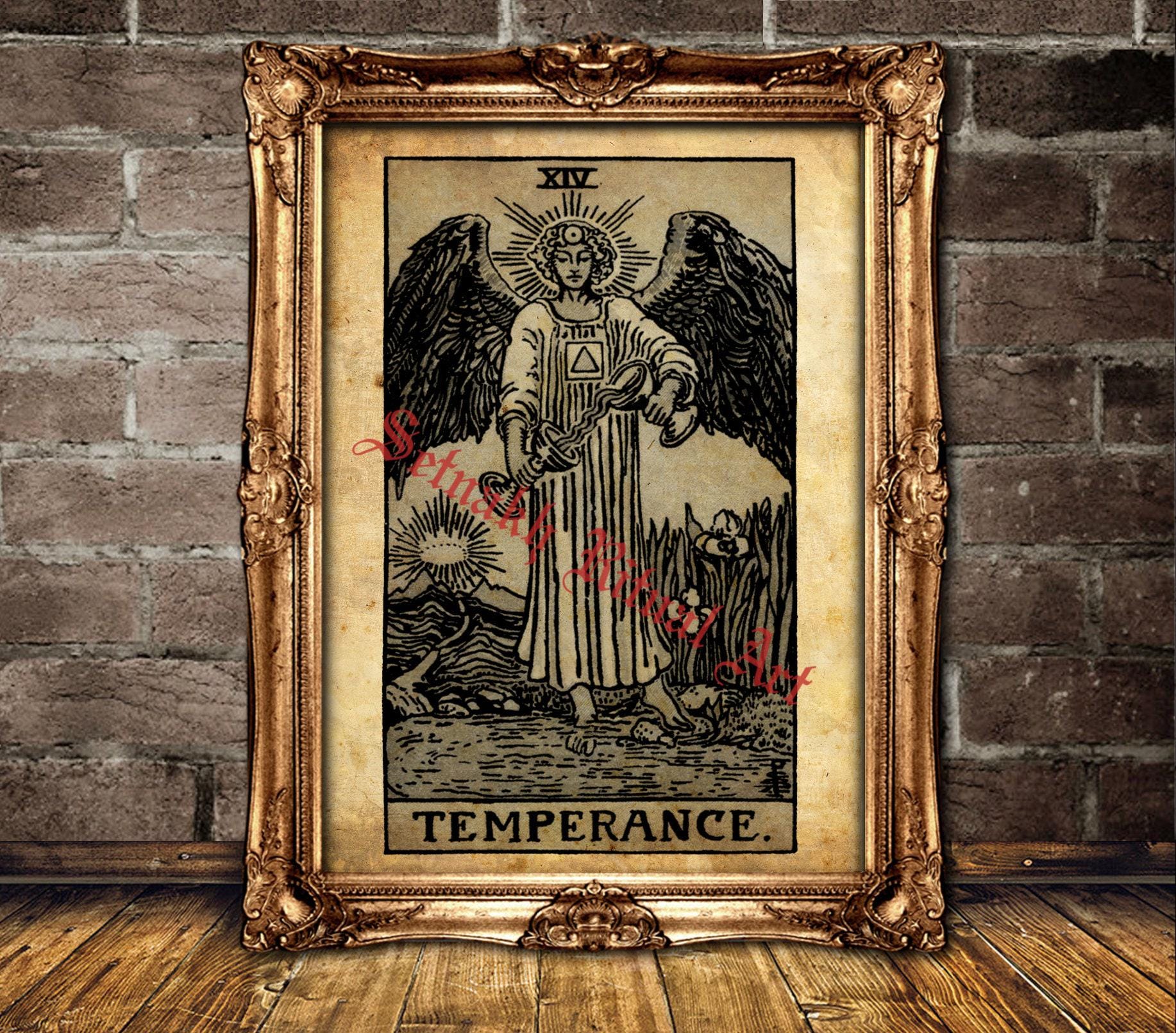 The Temperance Tarot print, Balance, moderation, patience, purpose, magick, Tarot occult poster, mystic art, esoteric home decor #396.14