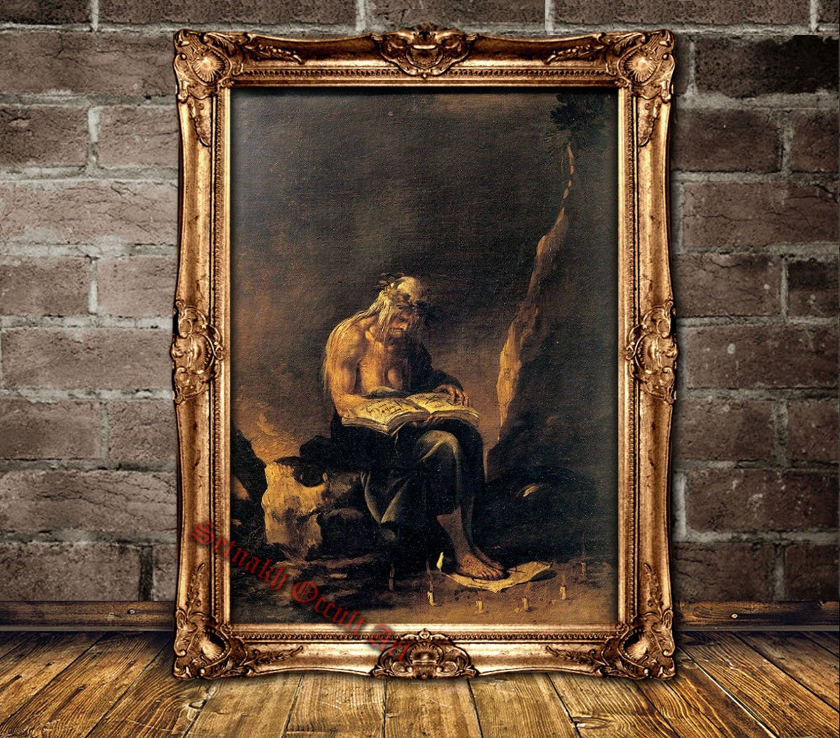 La Strega print, The old Witch at cave casting spells, occult print, witchcraft, dark art poster, sorcery, black magic #W7