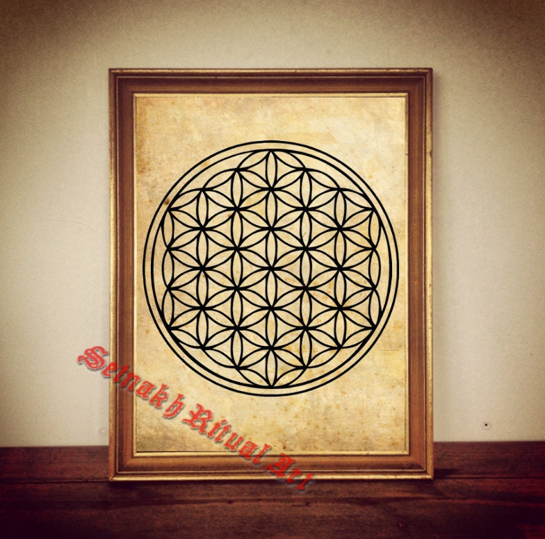 Flower of Life Sacred Geometry Print, Esoteric Flower of Life Art, Sacred Geometry Poster, Mystical Mandala Print, Ancient Symbol of Creation, Hermetic Art, Alchemical Poster, Gnostic Decor, Occult Sacred Symbol #94