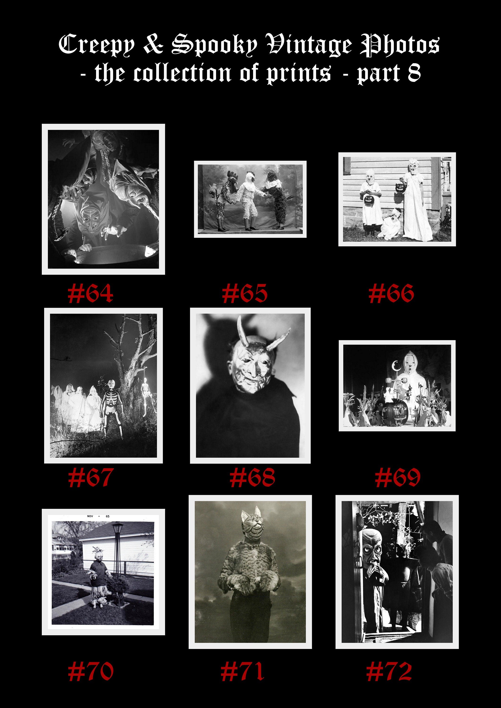 81 Creepy + Spooky Vintage Photos prints, Dark aesthetic prints, A5 size - 8.3 x 5.8 " (210 x 148 mm), Halloween art, occult, dark wallart,
