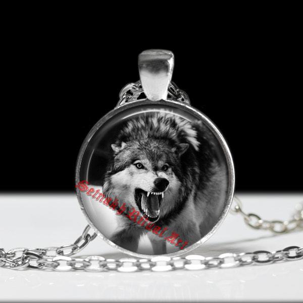 Fenris amulet, Fenrir wolf talisman, angry wolf pendant, wolves necklace, gothic choker, dark art jewelry, goth accessories #92
