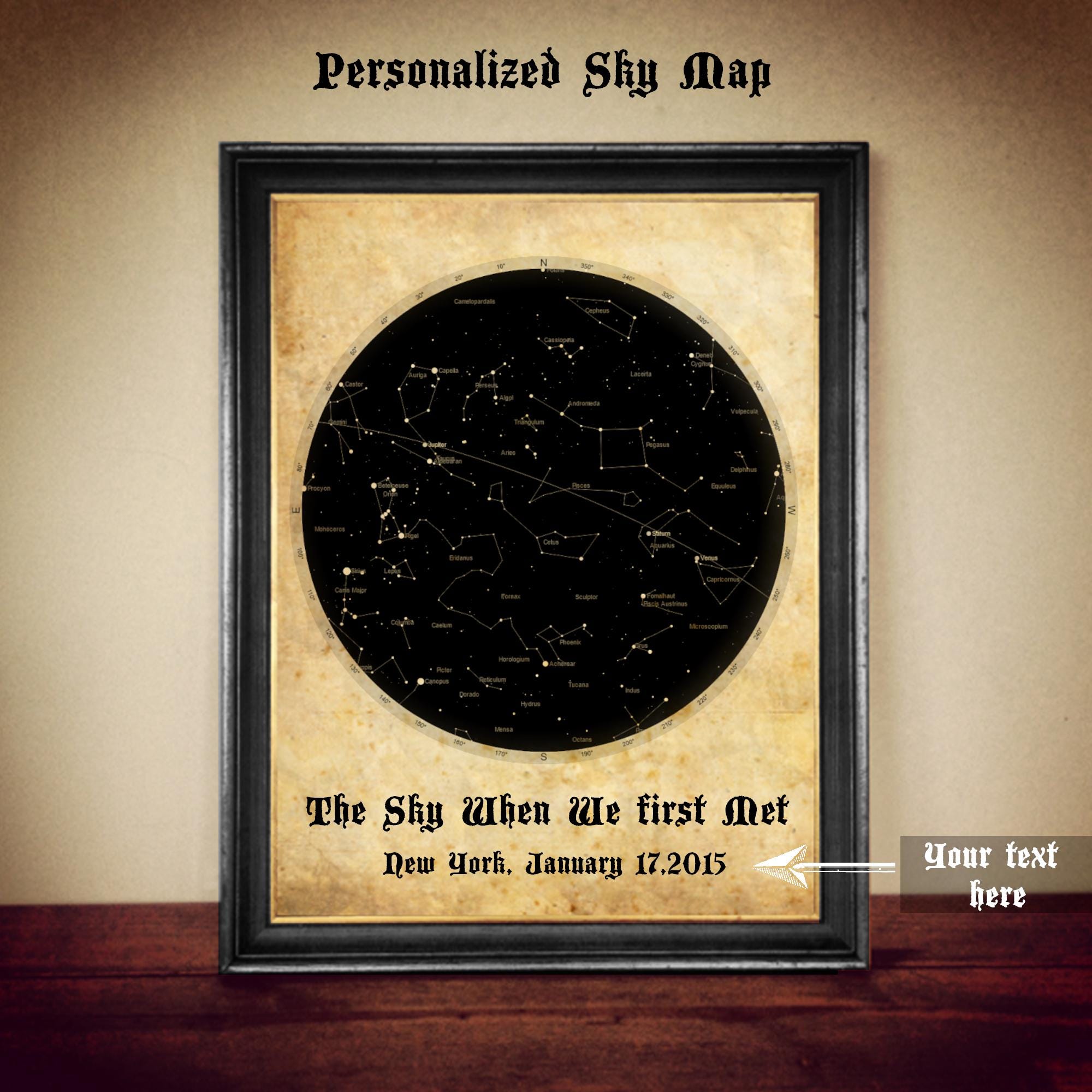 Personalized Sky Map Print, Custom Star Map Poster, Night Sky Art for Wedding, Anniversary, or Birthday, Unique Celestial Wall Decor #CE6.1