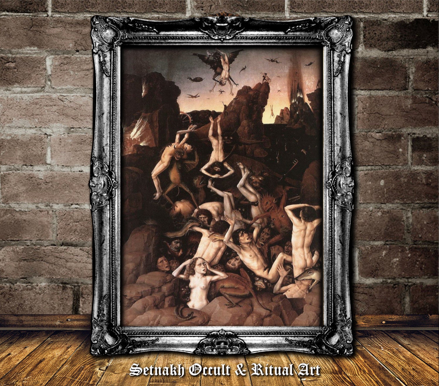 Hell print, Devil in Hell poster, demonic art, occult home decor, demonology, satanic art, Satan in Hell, sinners #404