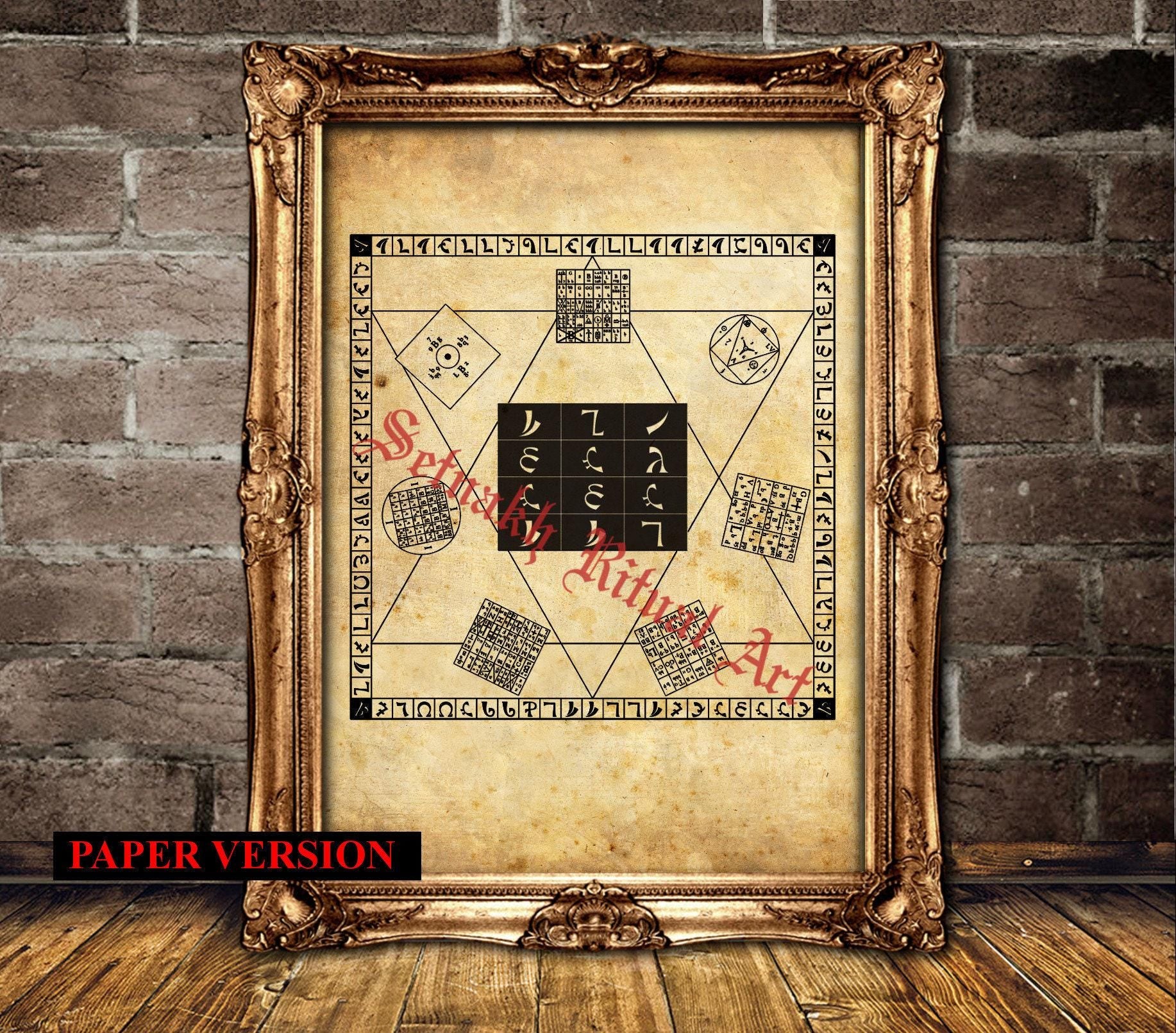 HOLY TABLE print, Dee and Edward Kelley's Great Table poster, Ceremonial Enochian Magick, Summoning Angels art, occult art #402