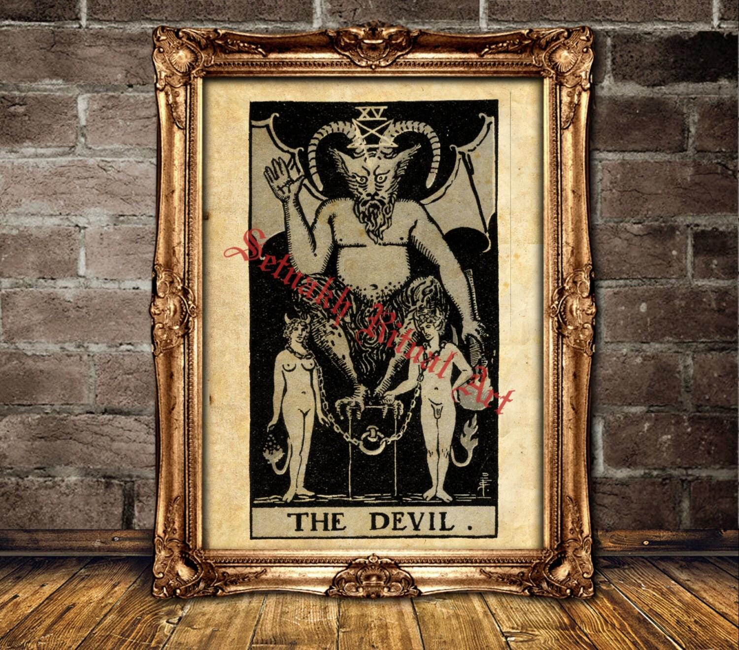 The Devil Tarot card print, Shadow self, attachment, addiction, restriction, sexuality, occult poster, mystic art, esoteric decor #396.15