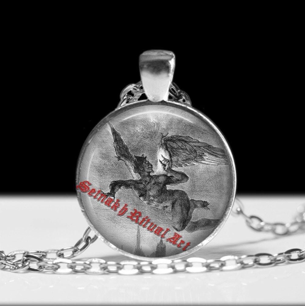 Lucifer pendant, satanic necklace, occult jewelry #427