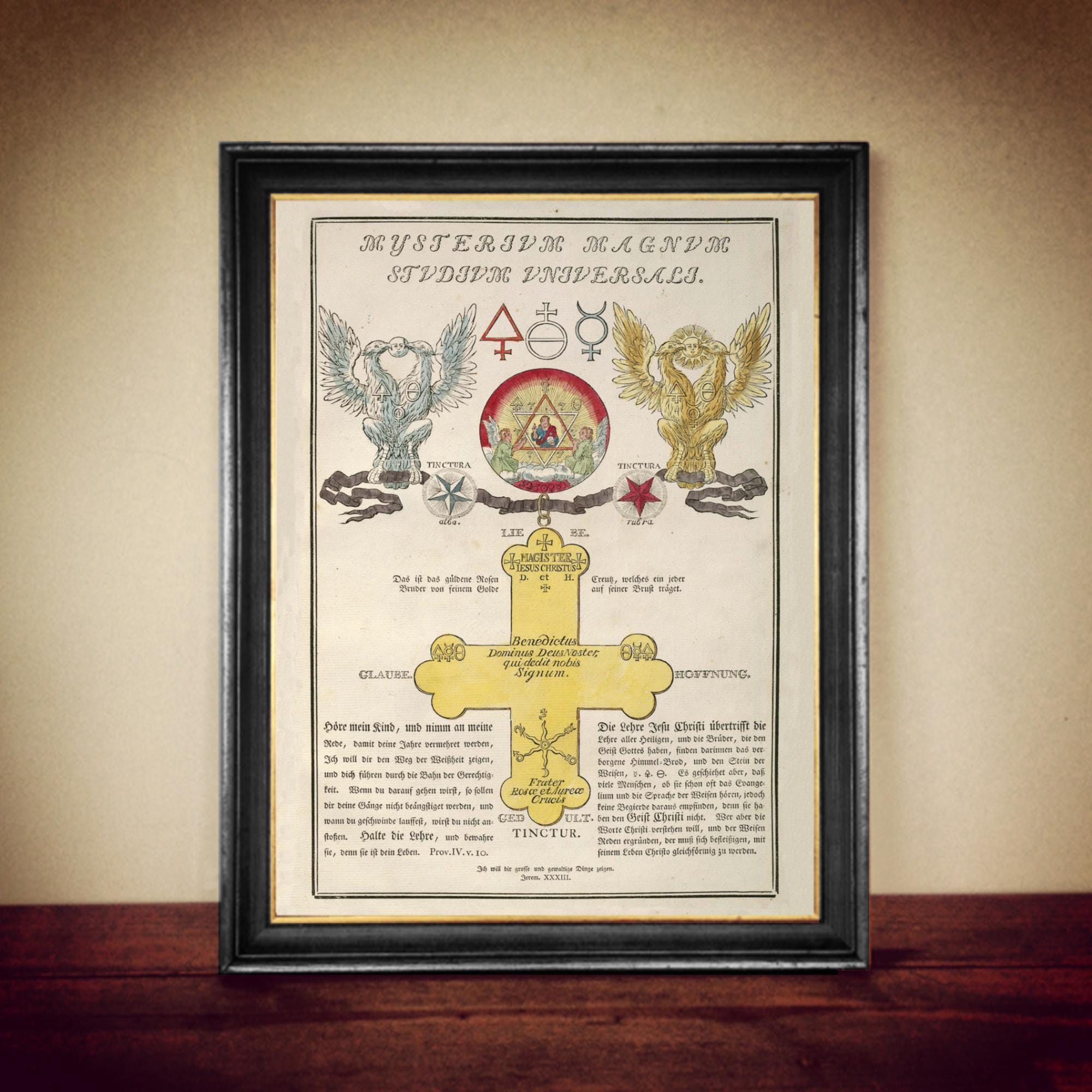 Rosicrucian Cross Art Print – From Geheime Figuren der Rosenkreuzer (1785), Occult Alchemy Decor – Hermetic Gnostic Mystical Poster – Rosicrucian Esoteric Symbolism – Hermetic Tradition Wall Art #86.1