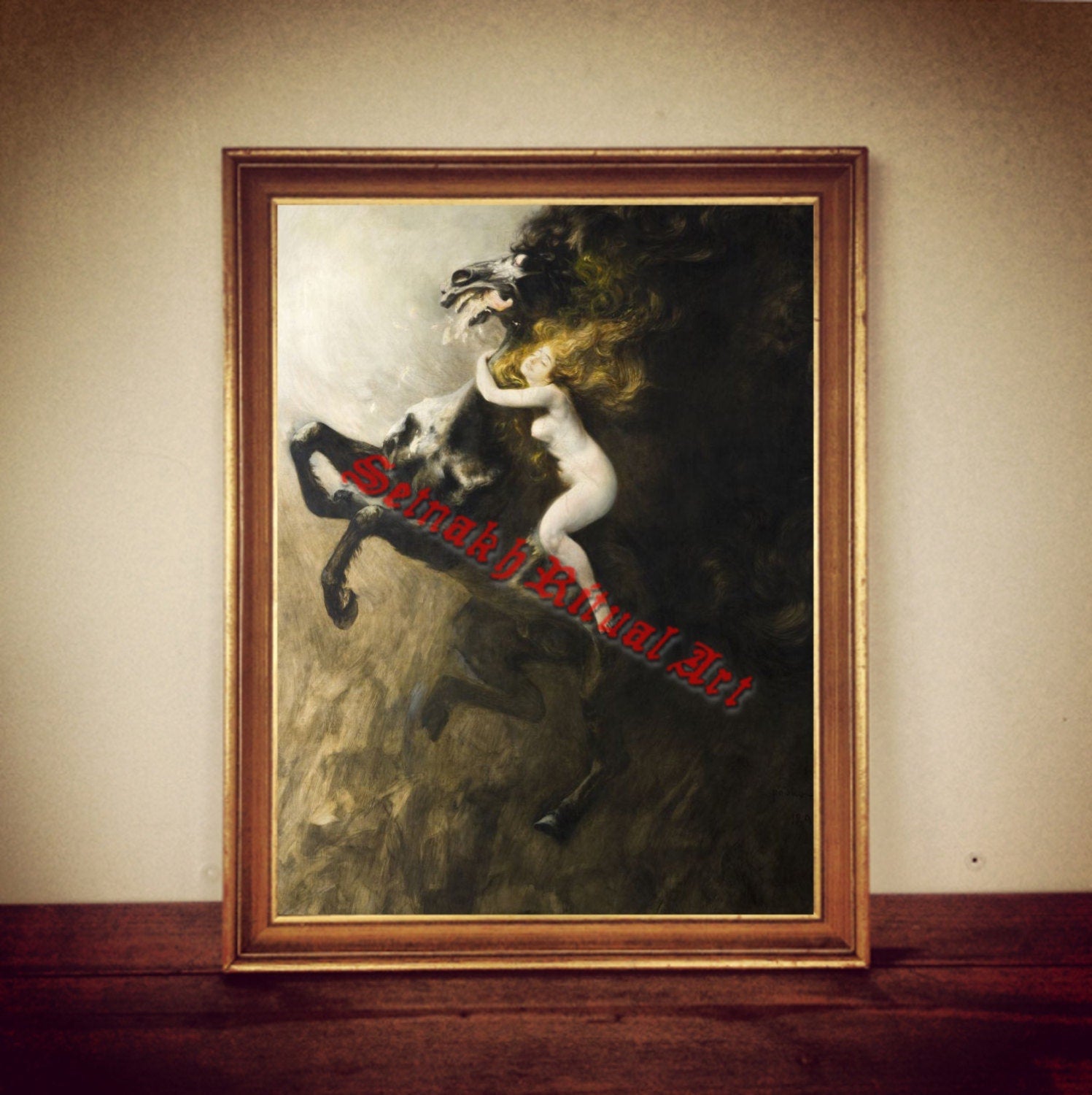 Ecstasy tPrin, Władysław Podkowiński, 1894, Symbolist Occult Print, Dark Romantic Poster of Passion, Desire and Destruction #212