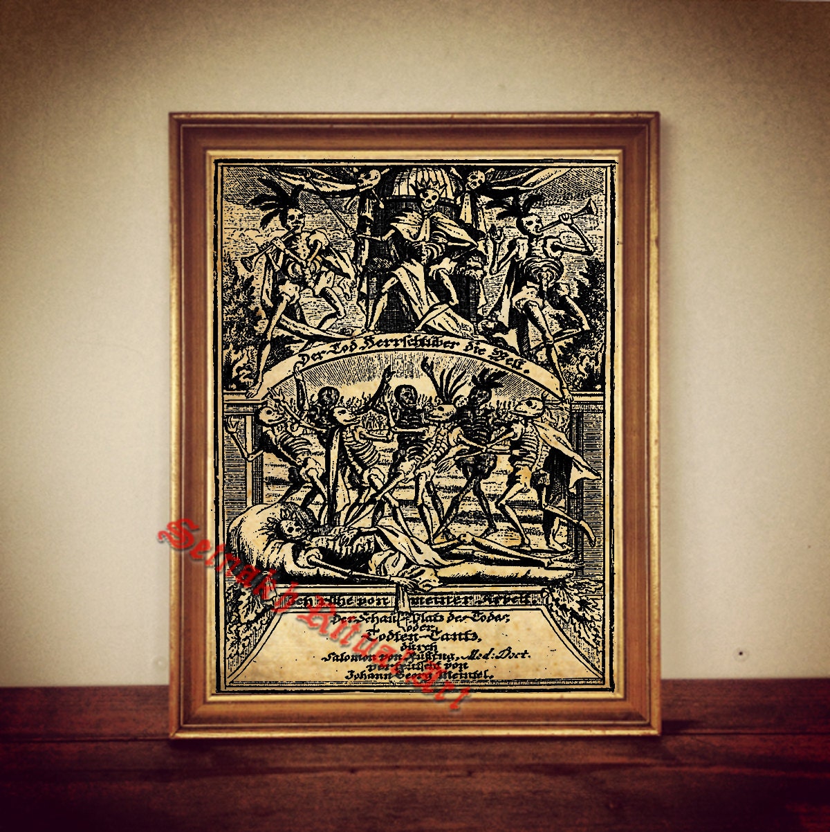 Death Dance art print, Solomon van Rusting, Danse Macabre poster, black, occult print, skeleton, medieval decor, satanic, witchy style #106