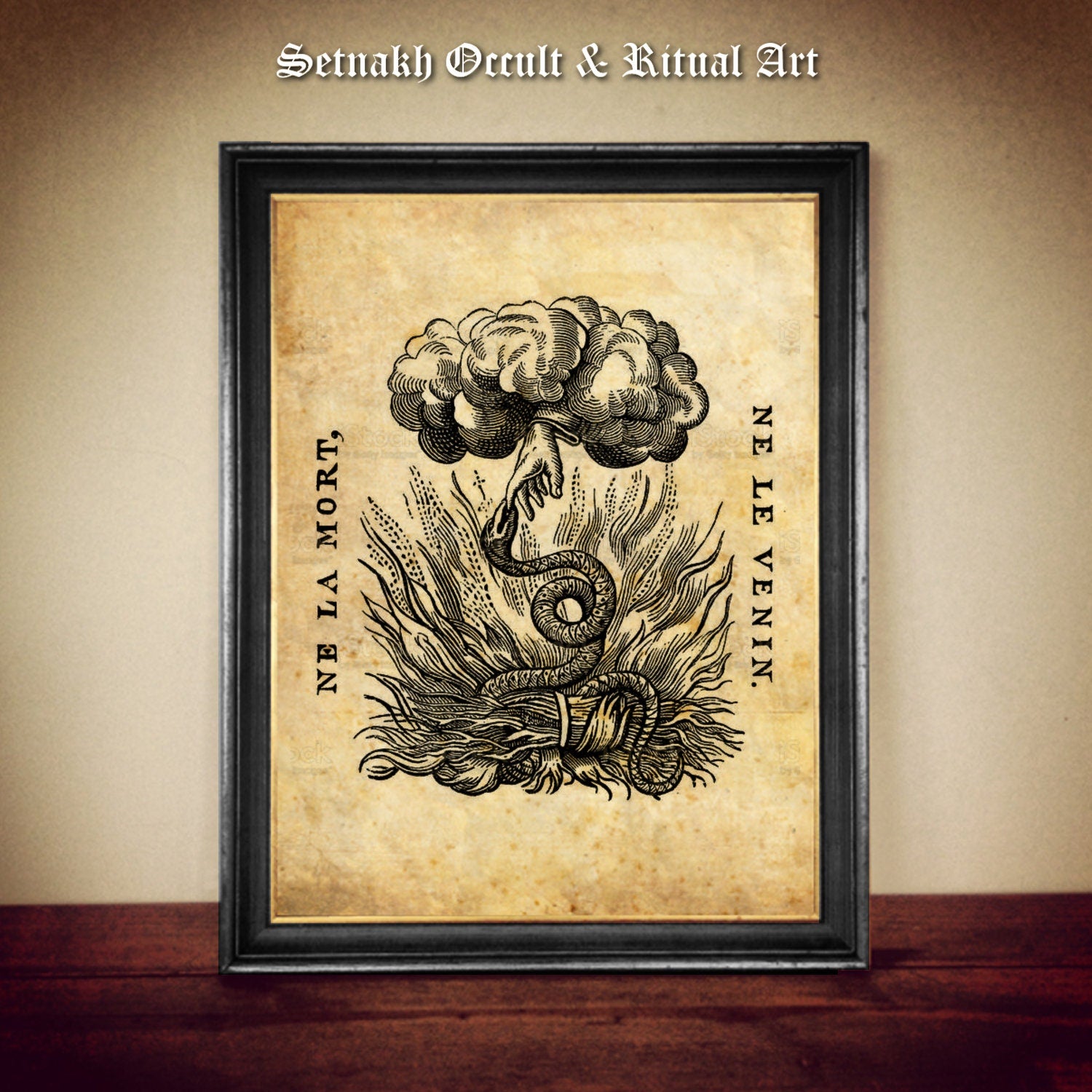 Once dead the venom can no longer reach you, occult print, snake poster, hand of God artprint, dark aesthetic art, hand-made paper #CE4