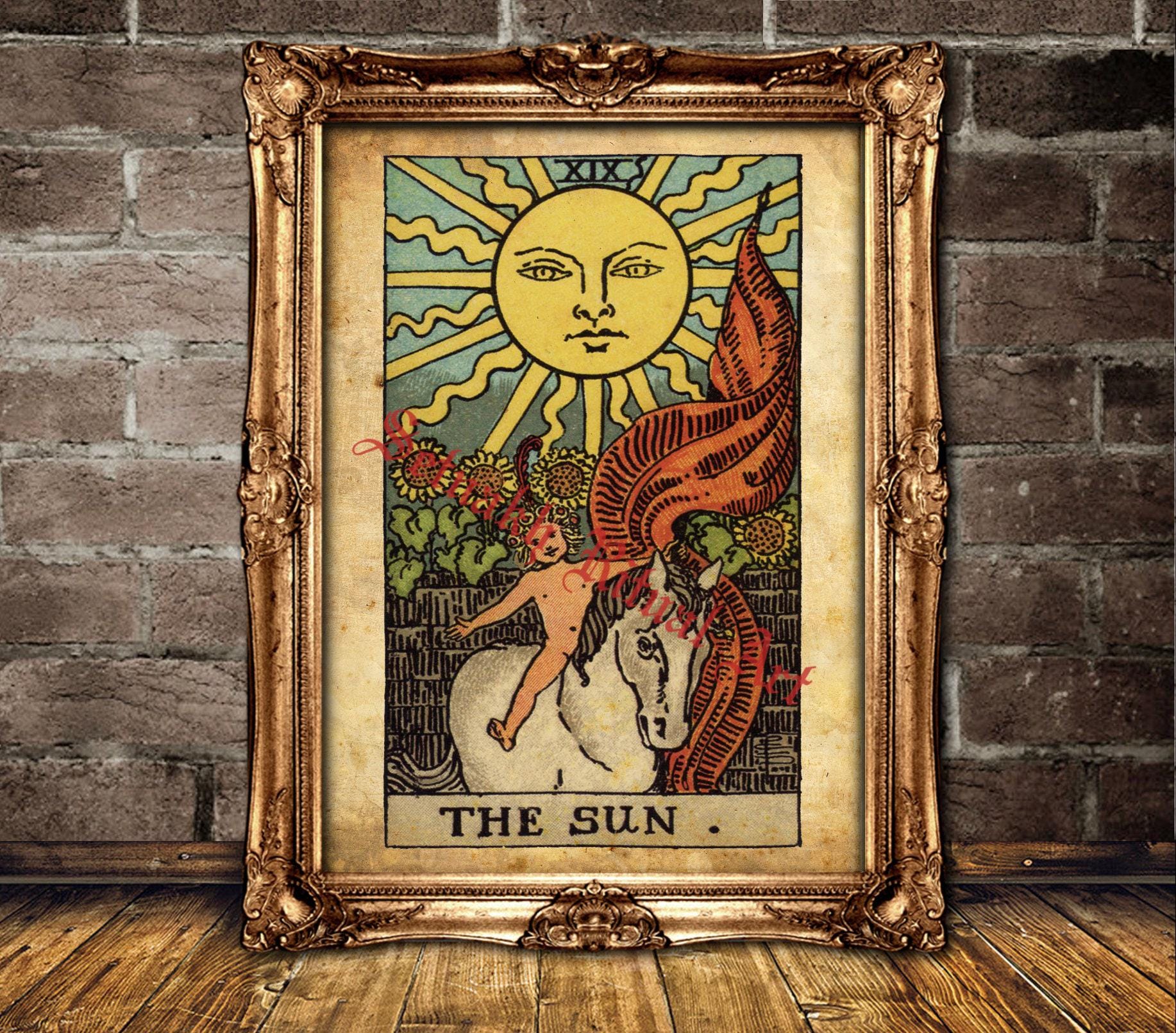 The Sun Tarot print, Positivity, fun, warmth, success, vitality, magic print, occult poster, mystic home decor #396.19
