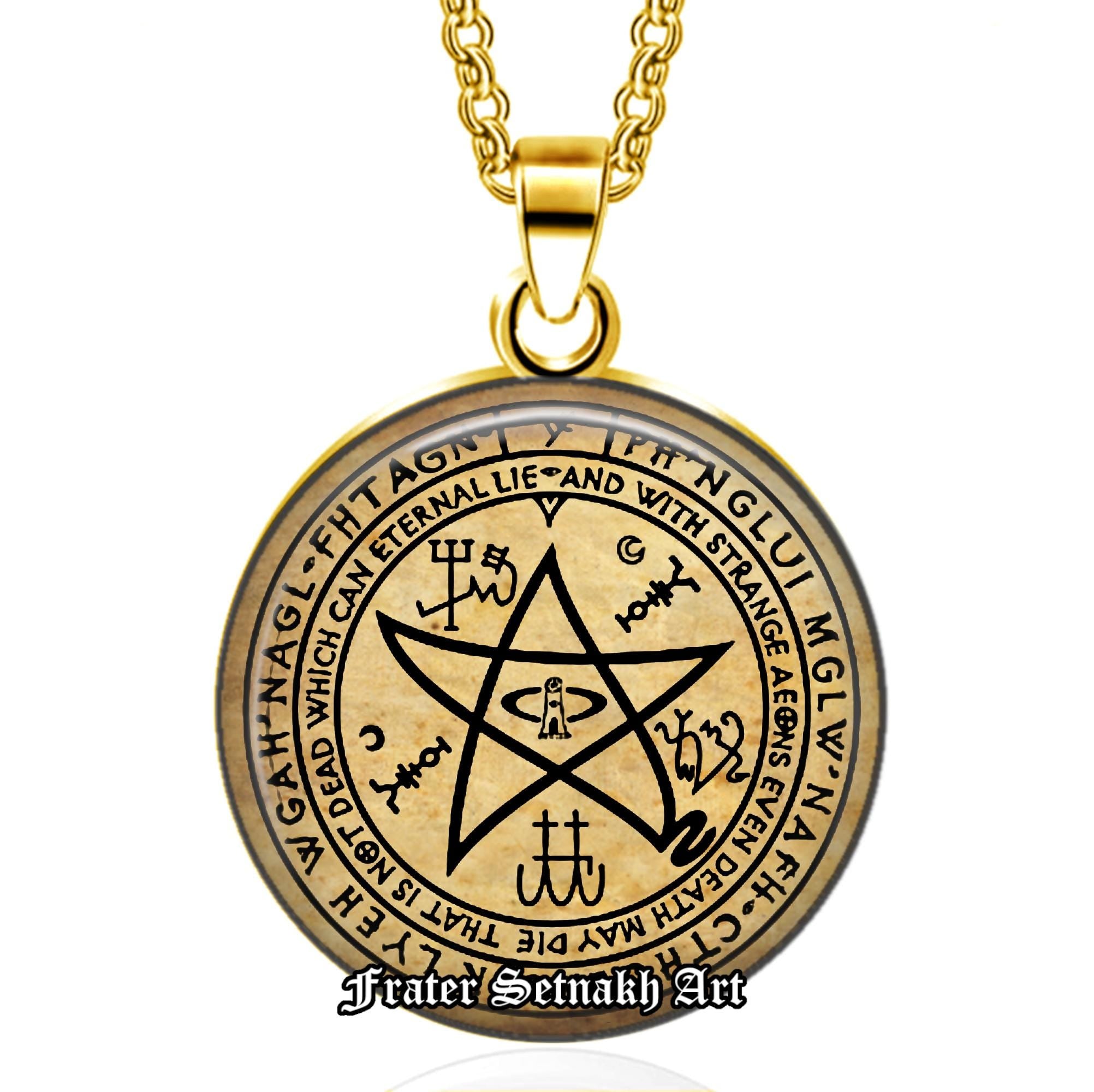 Necronomicon Amulet, The Elder Sign Pendant, Ritual Pendant, Mad Arab Book, Ancient Magick, Chaos Talisman, Necronomicon Talisman #15.1