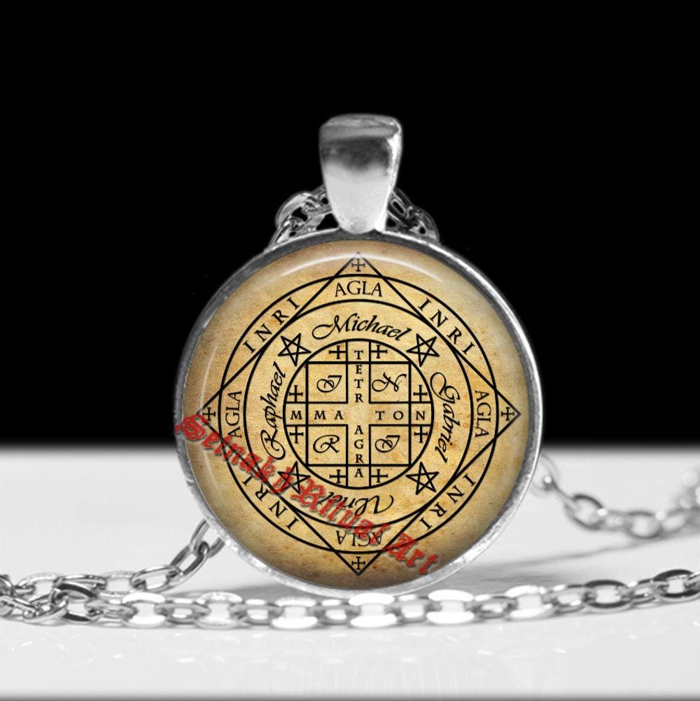 Archangels of Natural Elements seal talisman, Angels necklace, Michael, Gabriel, Uriel, Raphael, angels protection seal, Adonai, Elohim #CE3