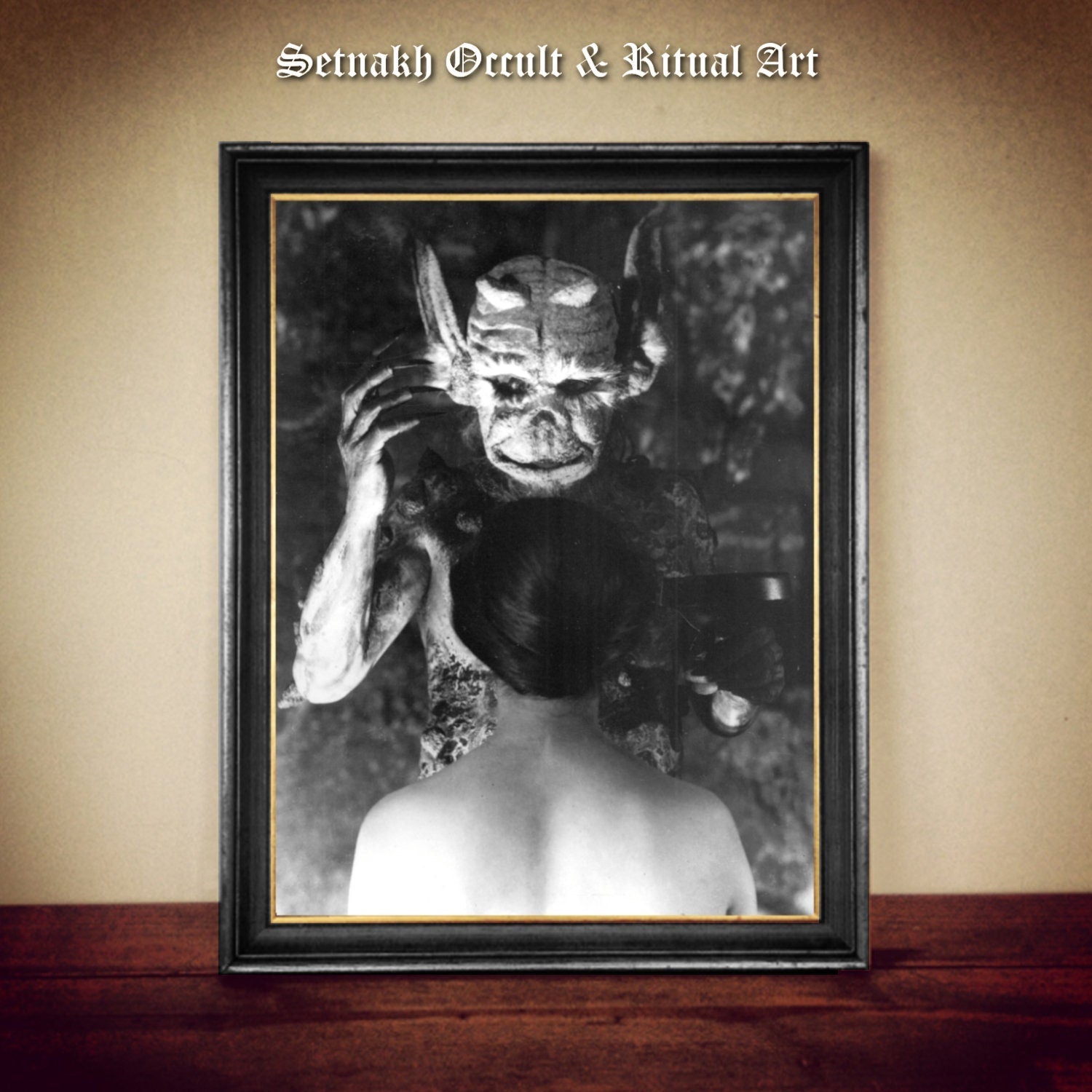 Devil & Witch -Scene from old movie "Haxan - Witchcraft Through The Ages", casting spells, occult, dark art, sorcery, black magic #W104