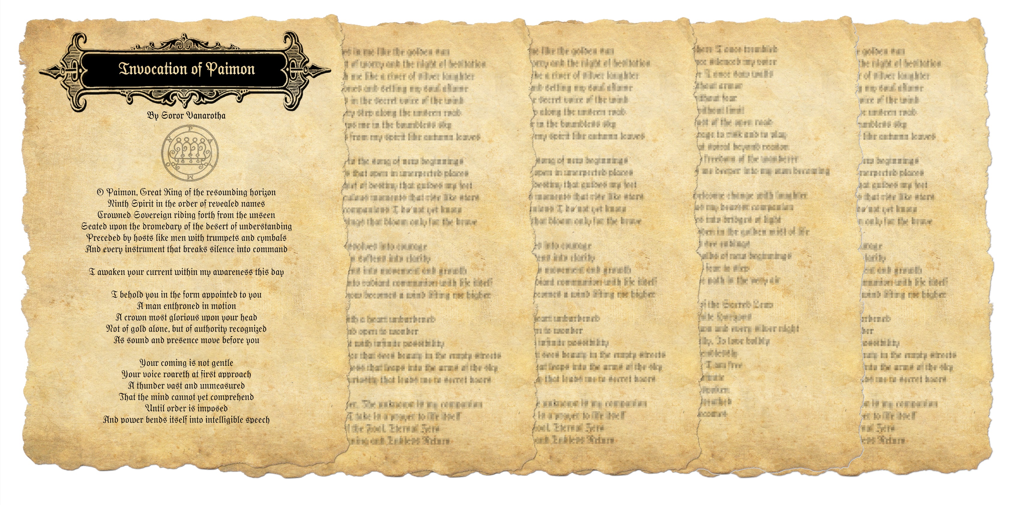 Invocation of Any Goetia Demon - Numbers: 37-72 - Print on Hand-Made Parchment, by Soror Vanarotha- 6 pages