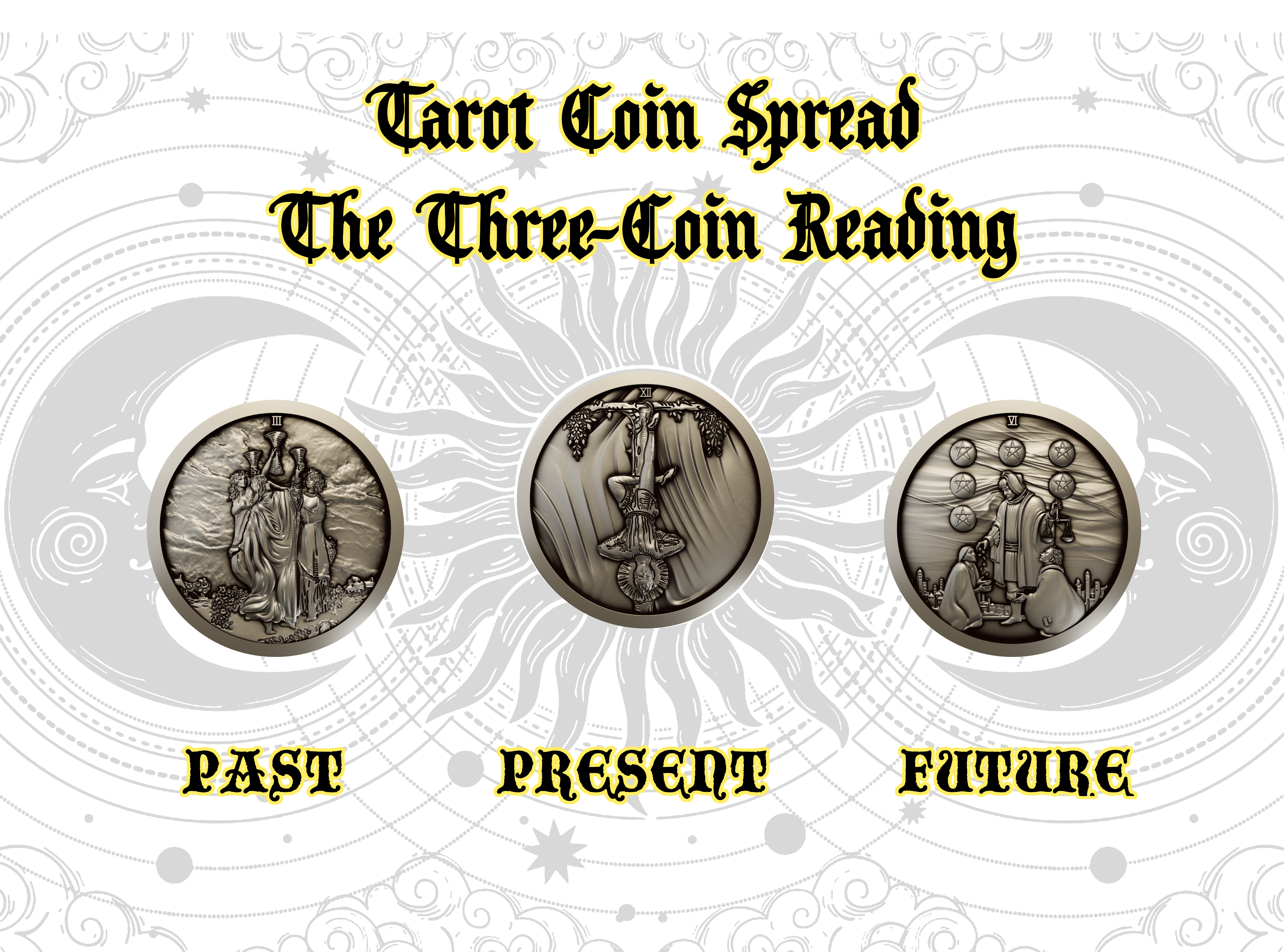 Tarot Coin Spread: Past – Present – Future  (The Three-Coin Reading)
