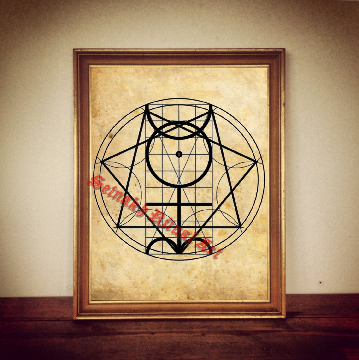 Hieroglyphic monad print, John Dee, Monad poster, occult print, antique rustic, occult home decor 189