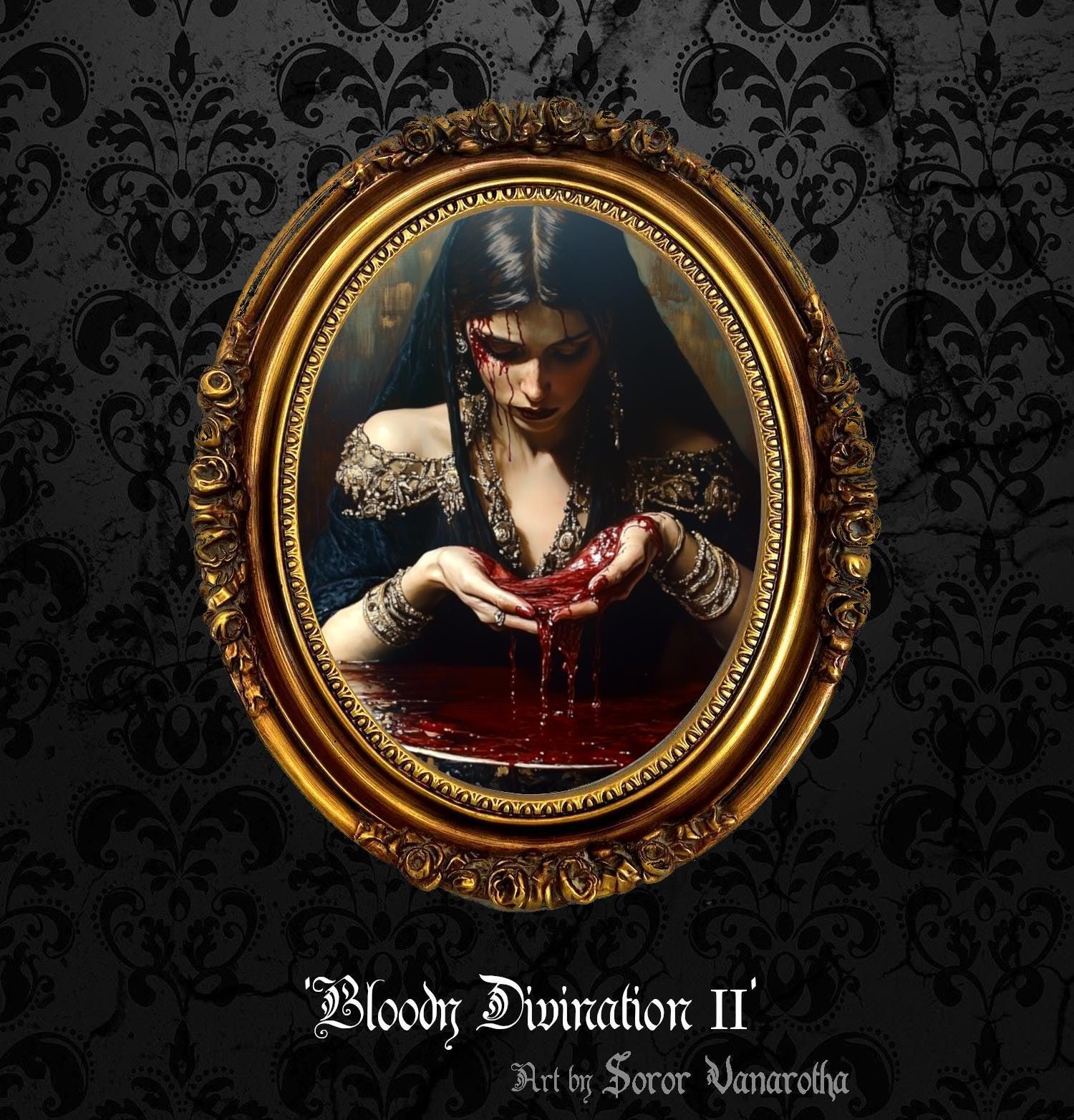 Bloody Divination II Art Print or Canvas - Dark Priestess in Blood Ritual, Gothic Occult Wall Decor, Mystical Horror Art for Witches #SV9