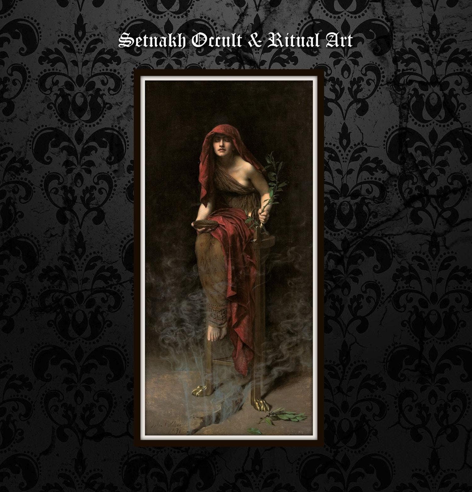 The High Priestess of Delphi print, Intuition, sacred knowledge, divine feminine, the subconscious mind. Tarot card, witch, occult art #W106