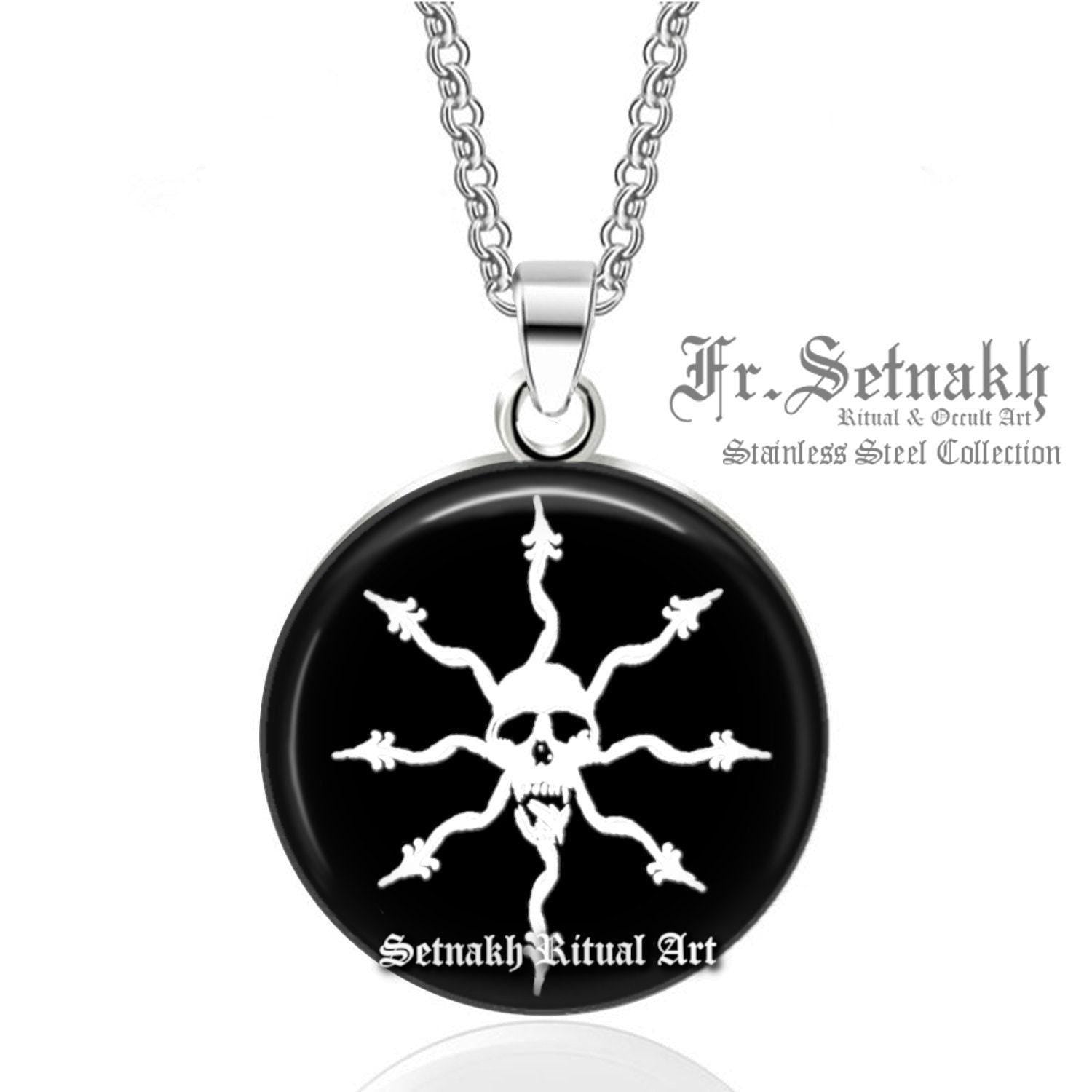 Frater Setnakh - Fraternitas Occultum - logo pendant - Chaos Magick, skull necklace, occult pendant, magick talisman, amulet, dark art #539