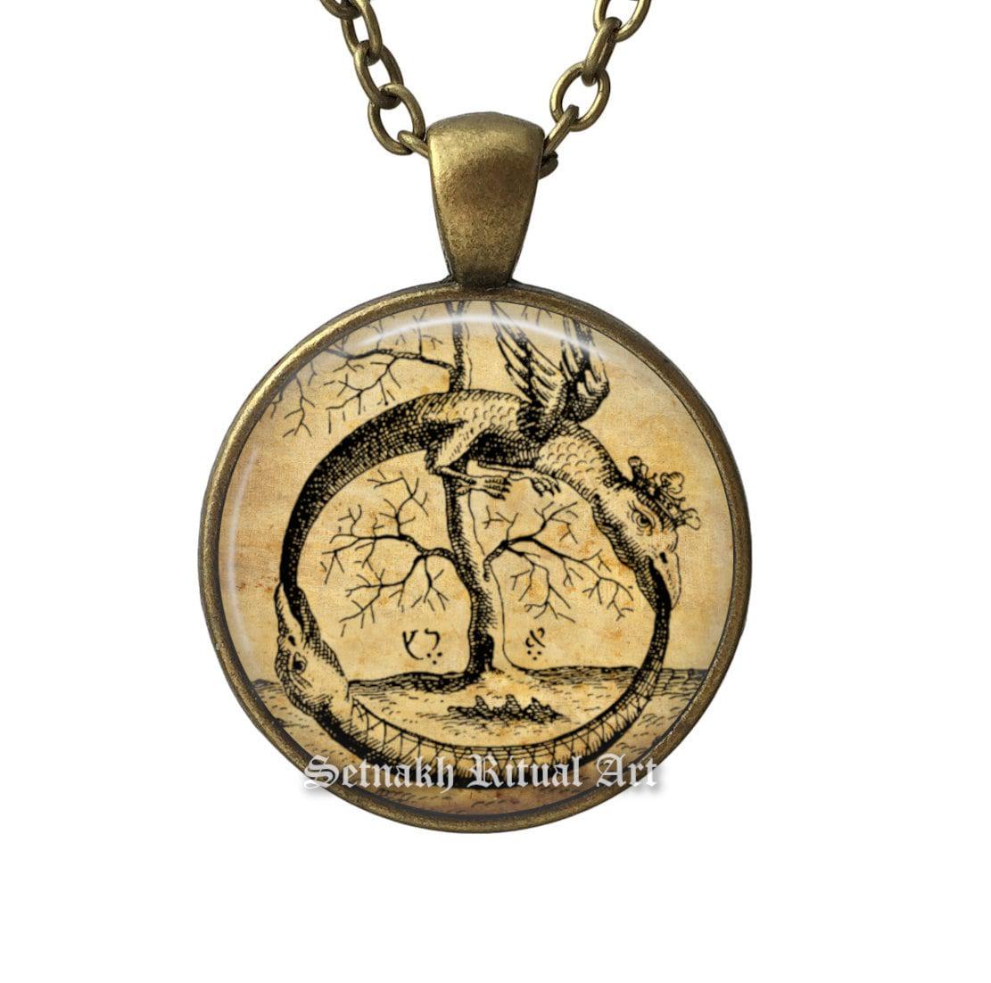 Uroboros - Symbol of eternal cyclic renewal or a cycle of life, death, and rebirth, occult talisman, snake pendant,Alchemy, Hermetism #A8