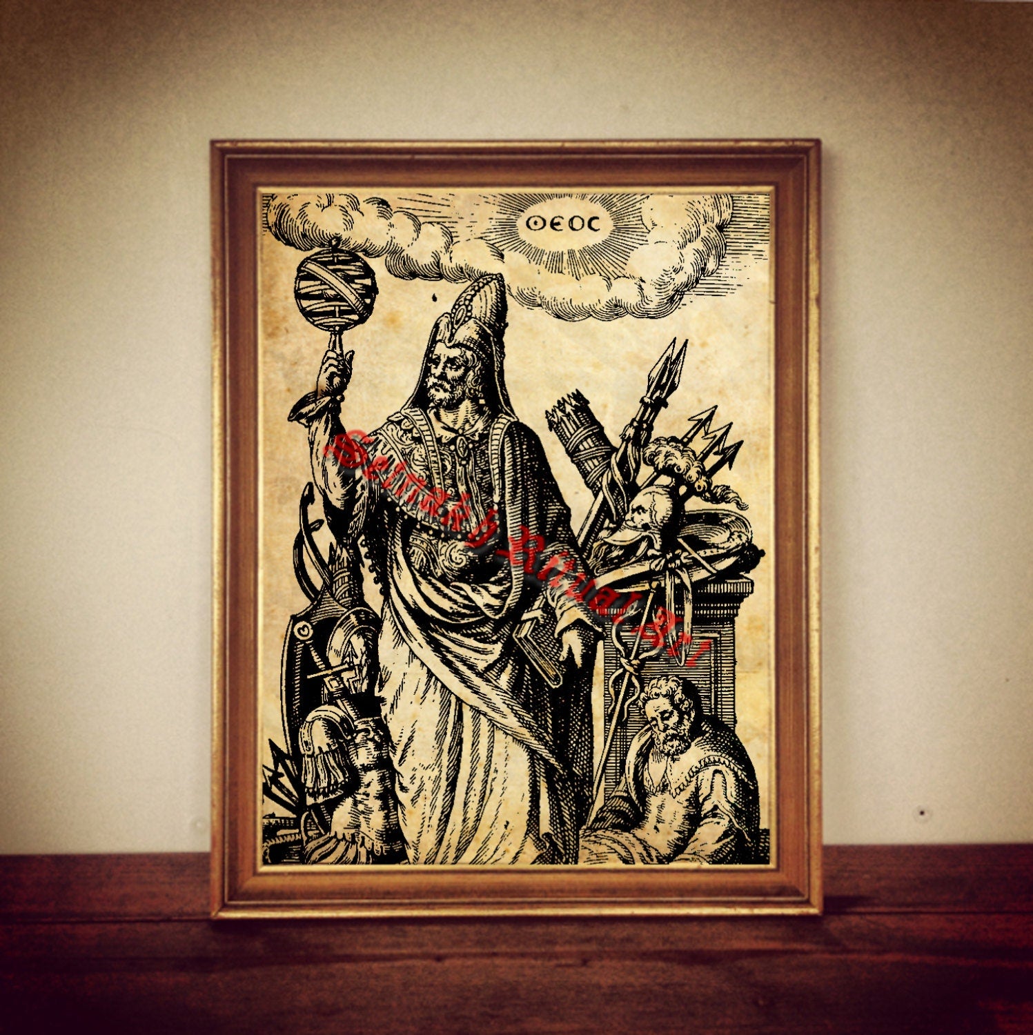 Hermetic alchemy print, occult llustration, occult poster, Hermes Trismegistus, magic decor, astrology #282