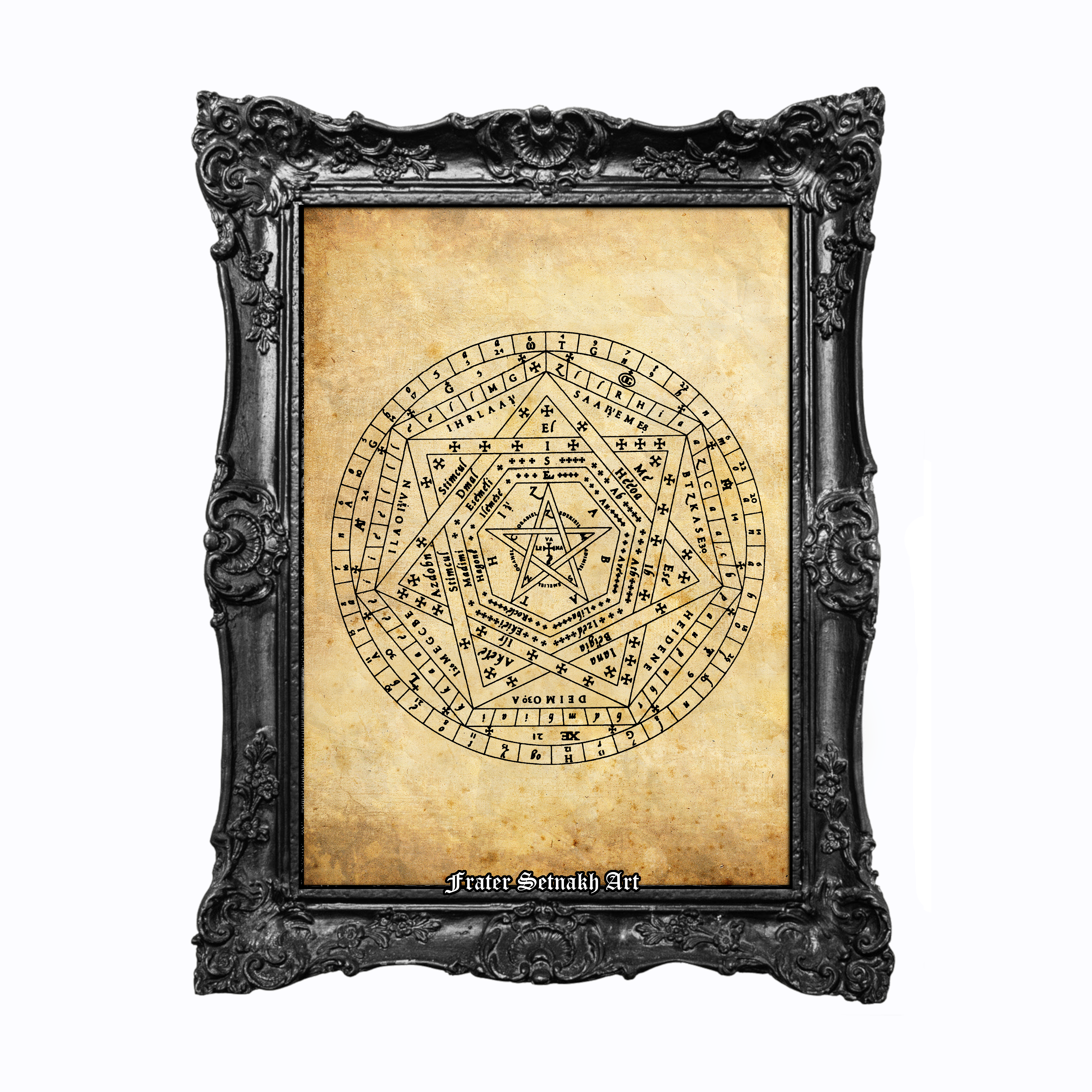 Sigillum Dei Aemeth Print – John Dee’s Seal of God – Grand Pentacle – Clavicula Salomonis – Occult Magical Diagram – Enochian Esoteric Art Poster #116