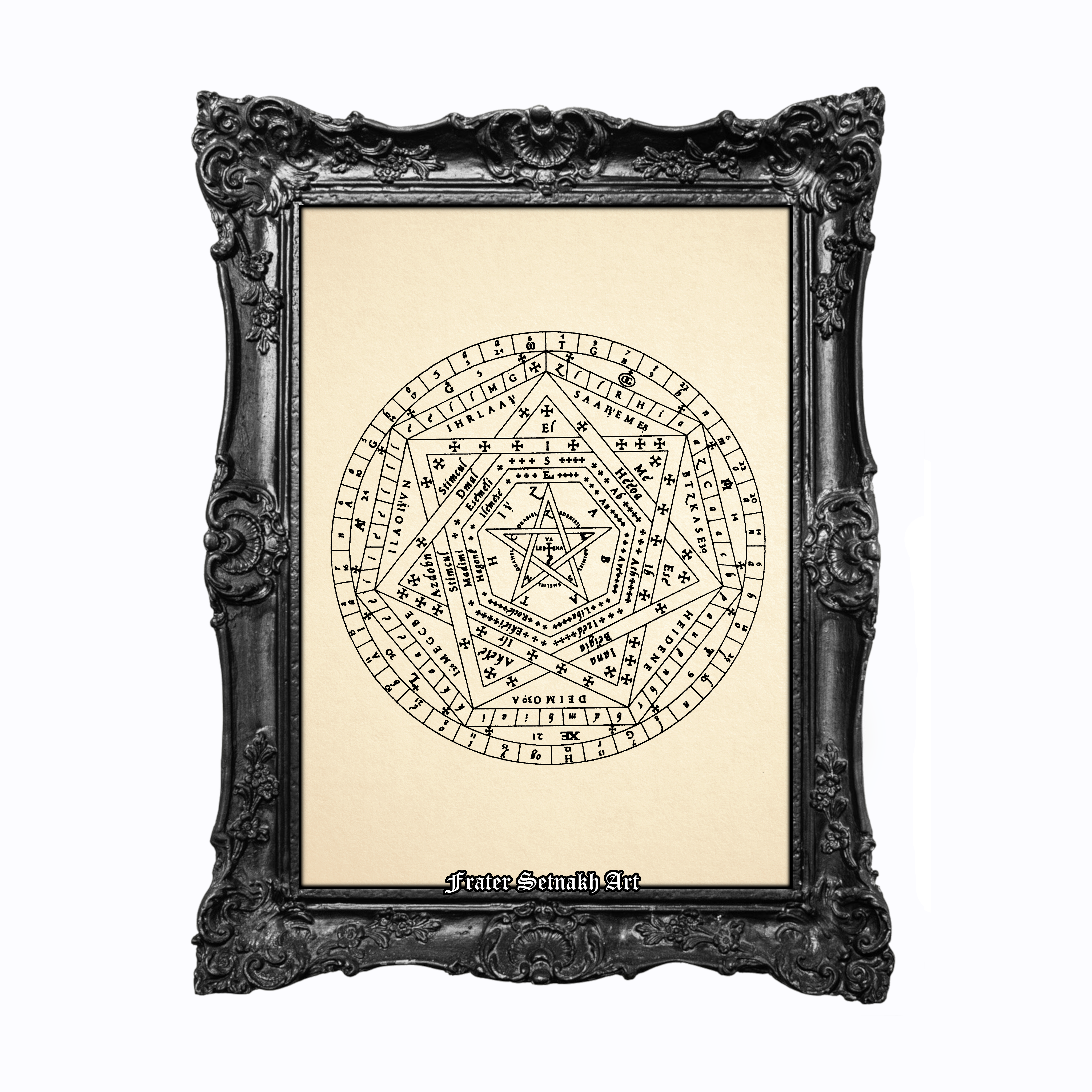 Sigillum Dei Aemeth Print – John Dee’s Seal of God – Grand Pentacle – Clavicula Salomonis – Occult Magical Diagram – Enochian Esoteric Art Poster #116