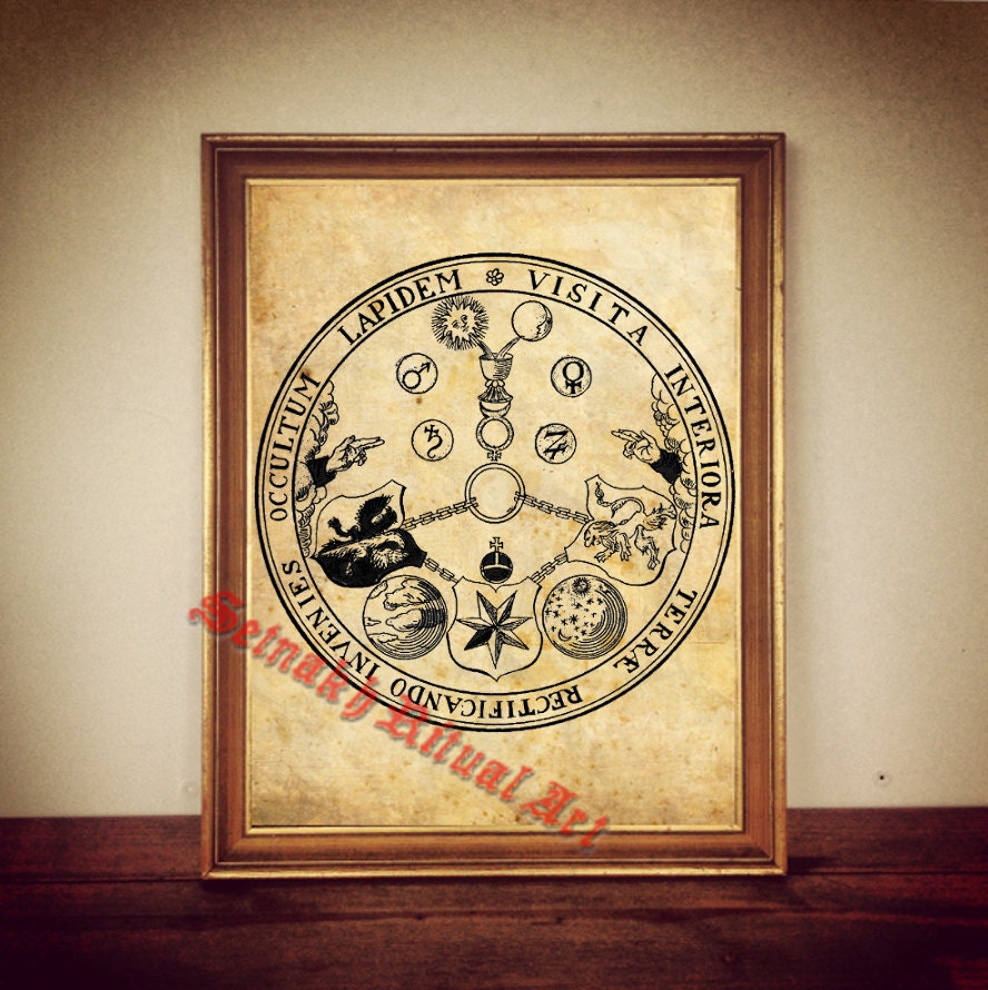 VITRIOL Alchemical Motto Print – Occult Art, Hermetic Alchemy, Freemasonry, Magick & Esoteric Illustration for Mystics, Magic Home Decor #61
