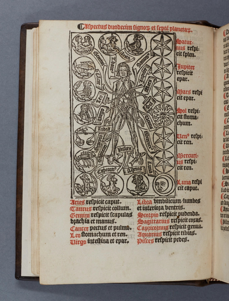 The Zodiac Man in Wynkyn de Worde’s Book of Hours (1526) – Medieval Astrological Anatomy – Medieval Astrological Anatomy Poster - Astrology and Human Body Illustration – Antique Esoteric Print – Zodiac Signs & Planets – Occult Vintage Home Decor #131