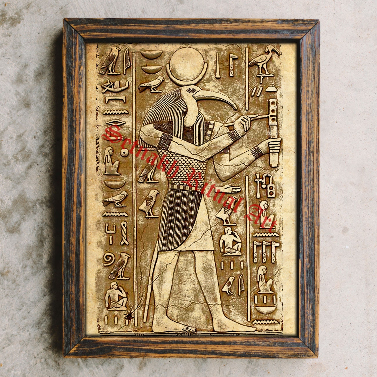 Thot - the gyptian god of writing, magic, wisdom, and the moon, Thoth print, Ancient Egypt Gods poster, esoteric art, antique paper #511.1