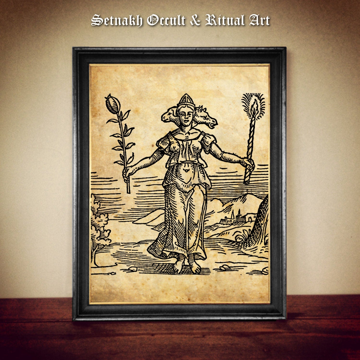 Hecate art print, the Goddess of Magic, witchcraft, night, Moon, ghosts, necromancy, sorcery, witch poster, wicca, gothic home decor #W90
