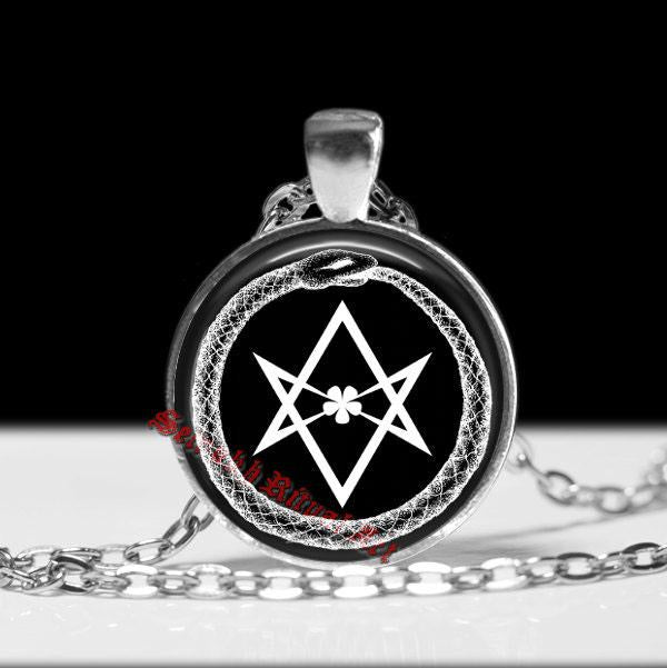 Ouroboros pendant, hexagram pendant, thelema jewelry, thelema pendant, snake necklace, snake pendant, occult pendant, crowley necklace #28b