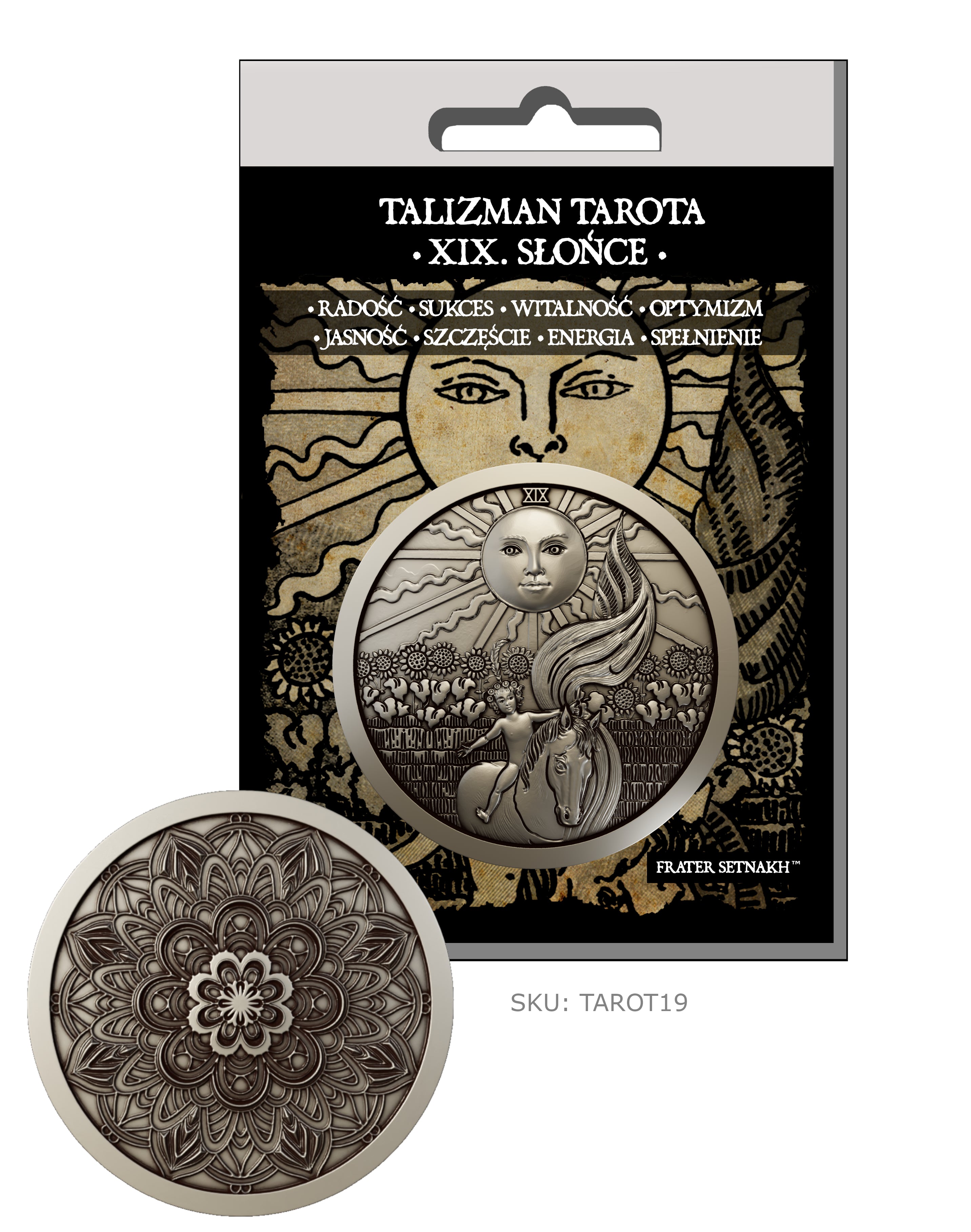 22 Talizmany Monety Tarota Rider-Waite-Smith + 22 Kart Opisowych + Etui PVC | Kolekcjonerski Zestaw Talizmanów