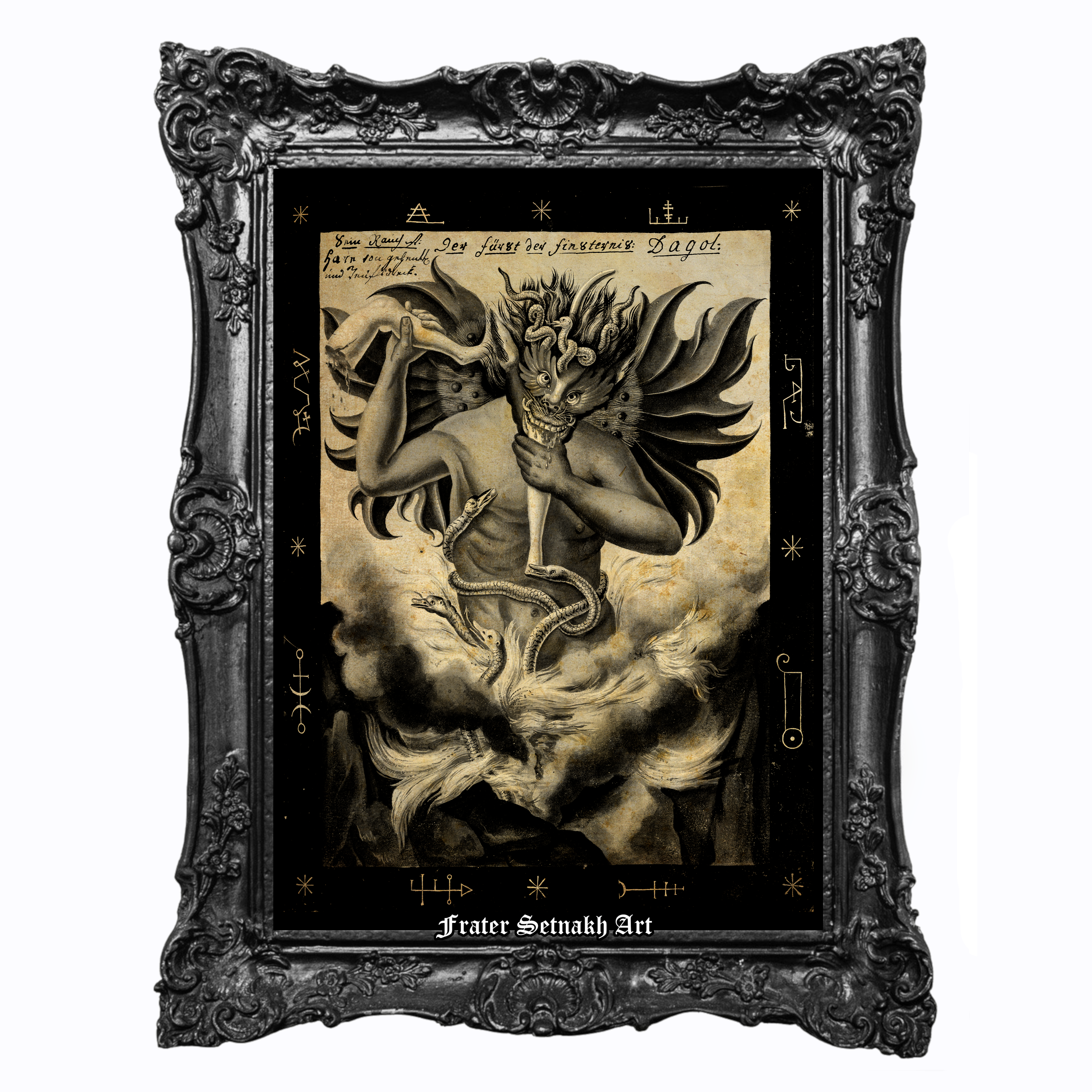 The Prince of Darkness Poster by Dagol, Occult Demon Print from Compendium Rarissimum 1775, Lucifer Illustration, Gothic Esoteric Wall Art, Dark Academia Decor, Historical Occult Artwork #198