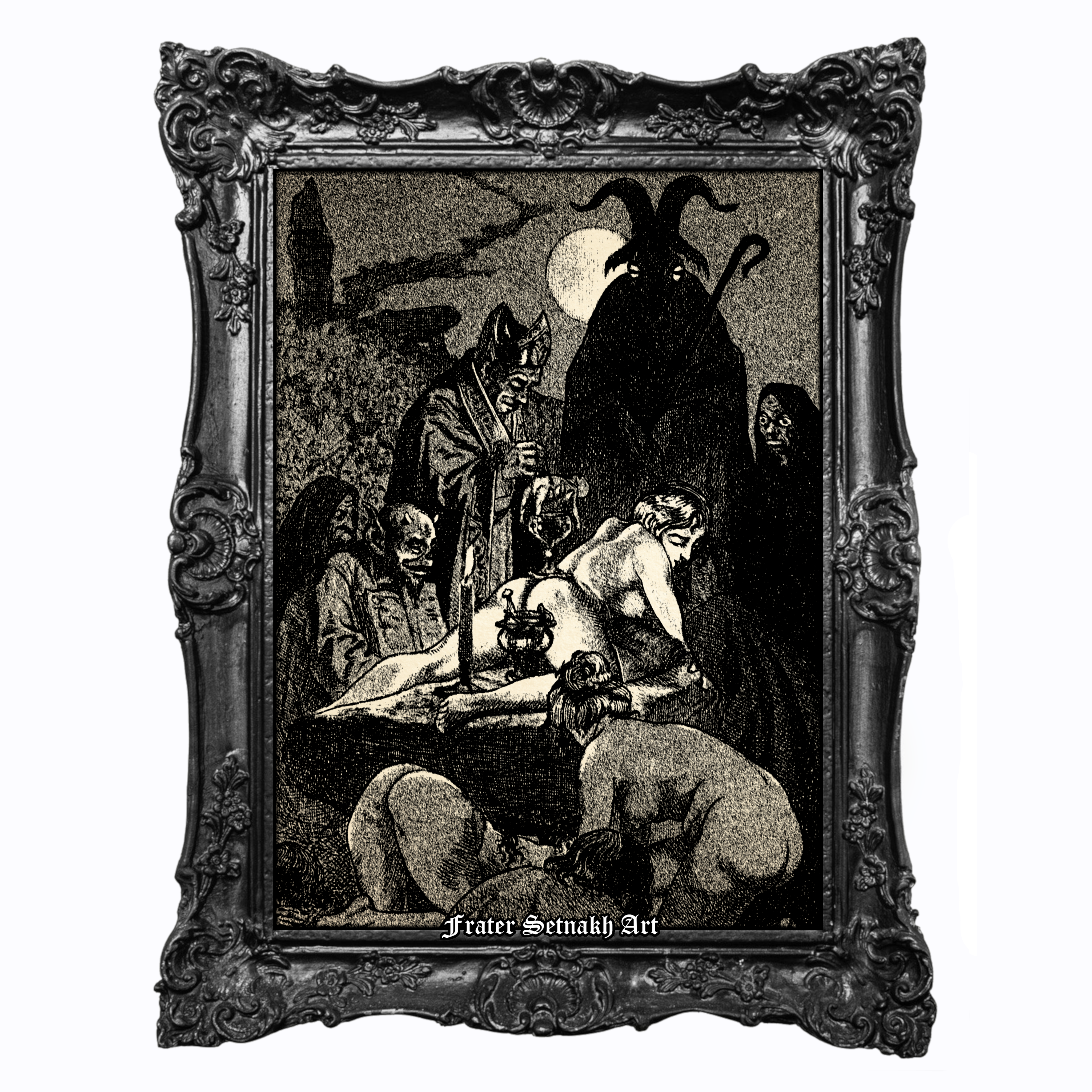 The Black Mass Occult Poster by Martin van Maele, 1900 Satanic Ritual Print, Esoteric Dark Illustration, Gothic Devil Worship Wall Art, Historical Occult Satanic Artwork for Dark Academia Decor #199