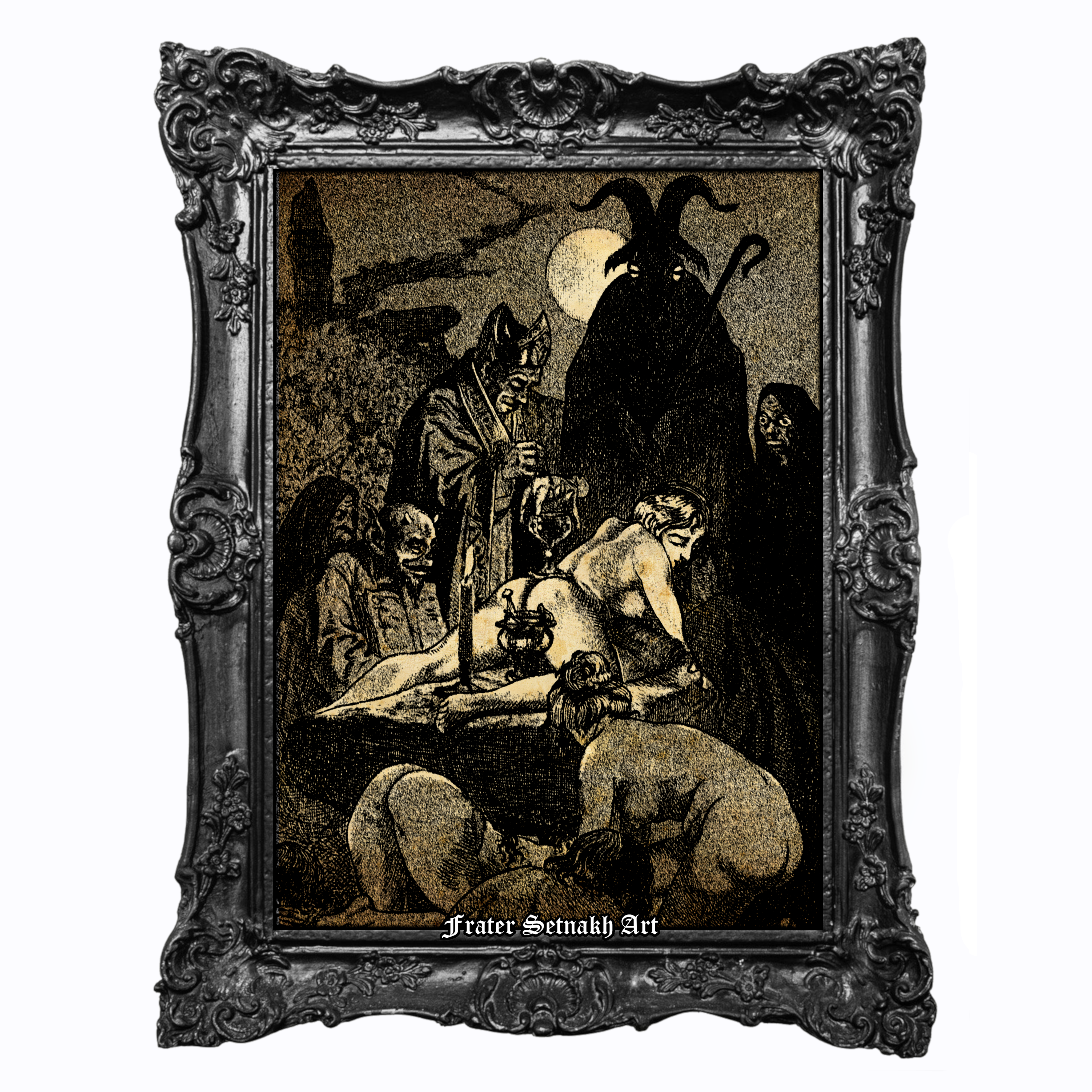 The Black Mass Occult Poster by Martin van Maele, 1900 Satanic Ritual Print, Esoteric Dark Illustration, Gothic Devil Worship Wall Art, Historical Occult Satanic Artwork for Dark Academia Decor #199