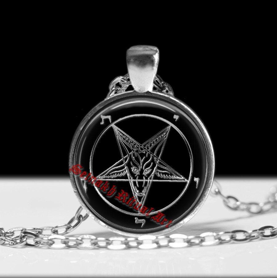 Satanic jewelry, Goat of Mendes pendant, Sigil of Baphomet necklace, inverted pentagram charm, satanic jewelry, #5